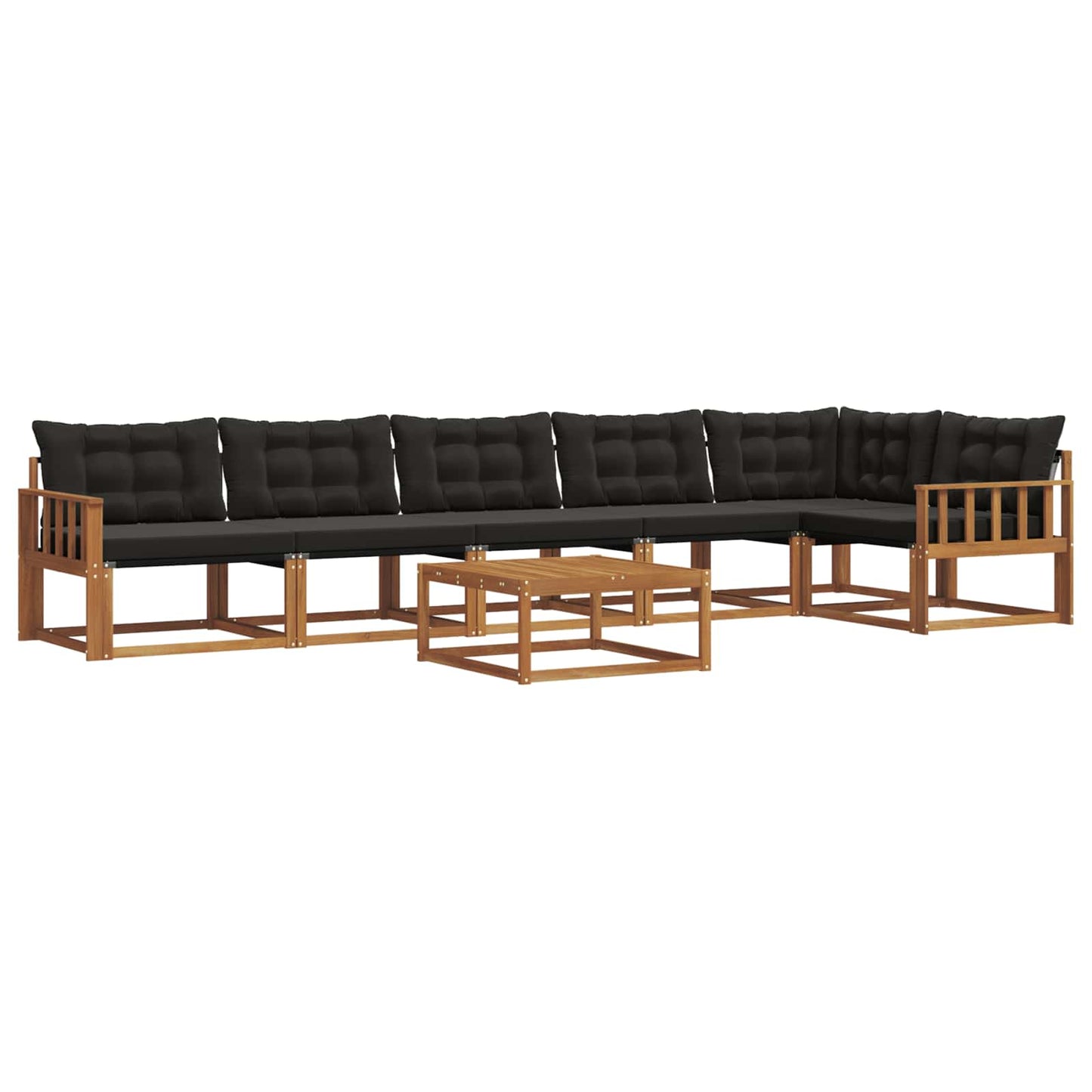 Outdoor-Sofagarnitur mit Kissen 7 pcs Natürlich und Schwarz