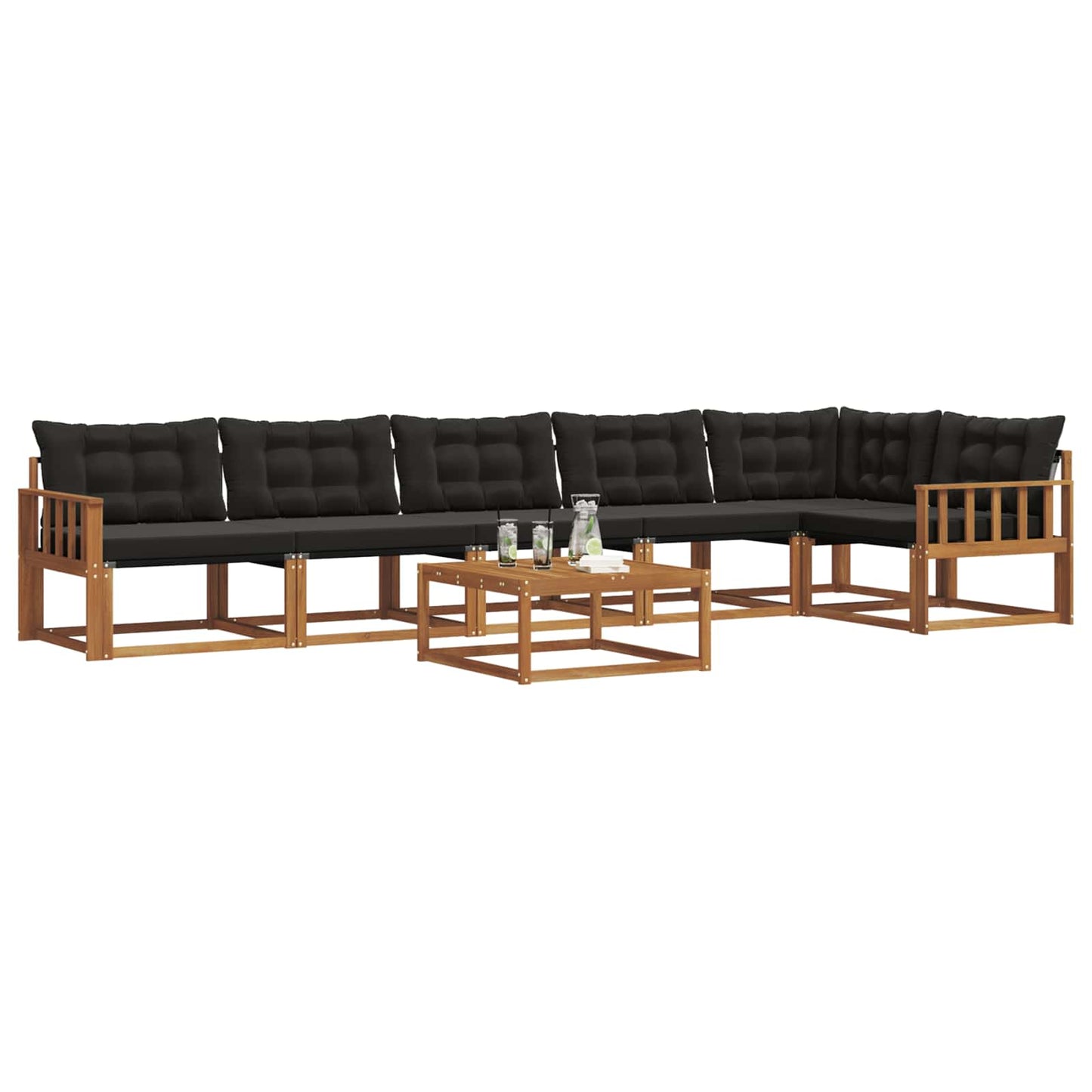 Outdoor-Sofagarnitur mit Kissen 7 pcs Natürlich und Schwarz