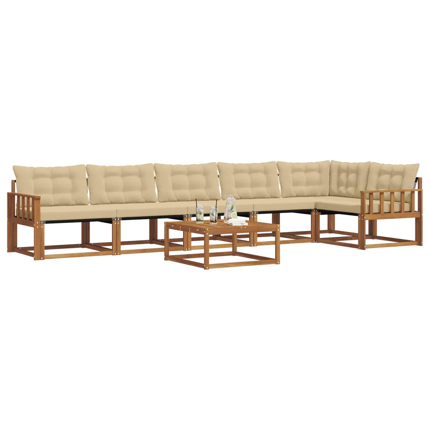 Outdoor-Sofagarnitur mit Kissen 7 pcs Natur und Beige