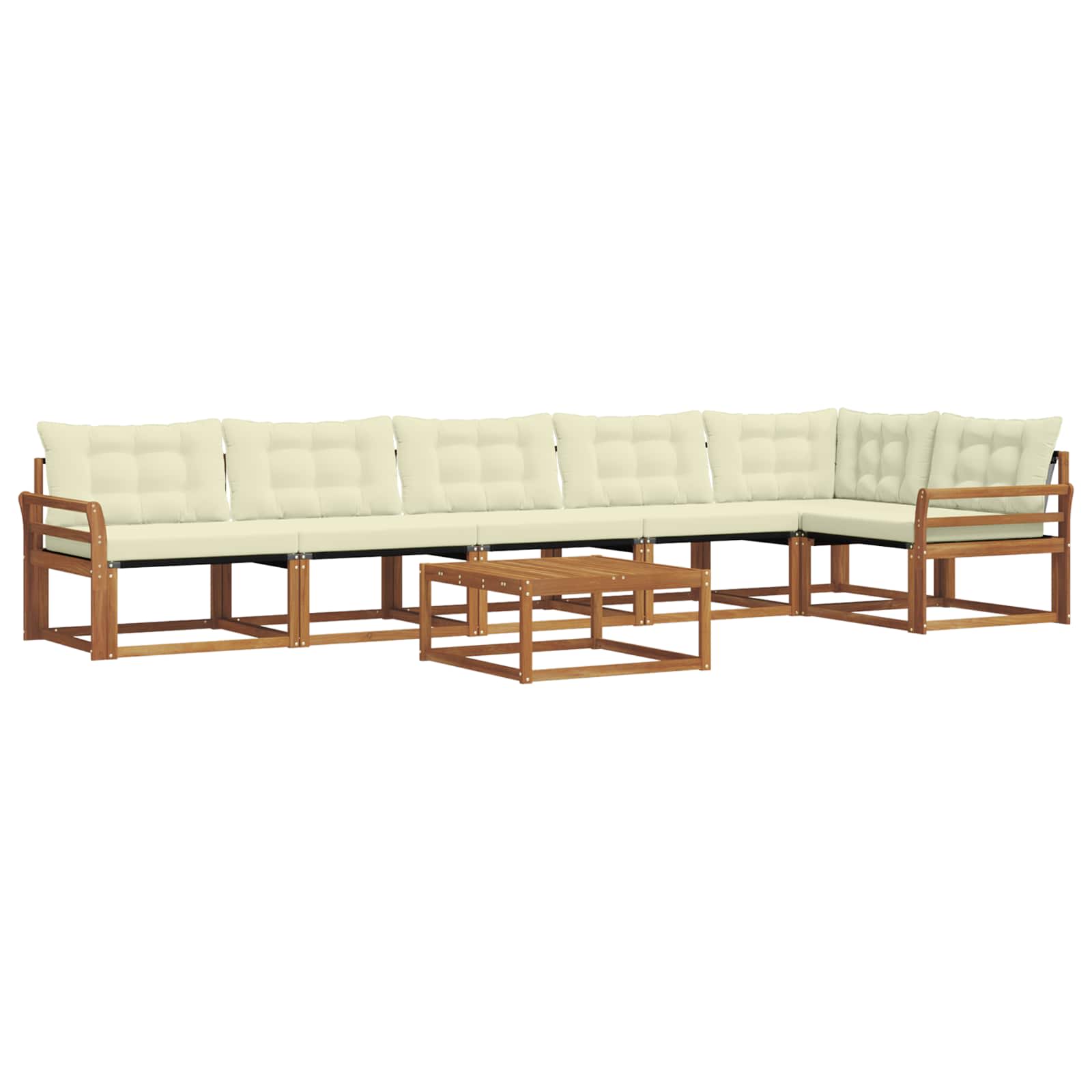 Outdoor-Sofagarnitur mit Kissen 7 pcs Natur und Creme
