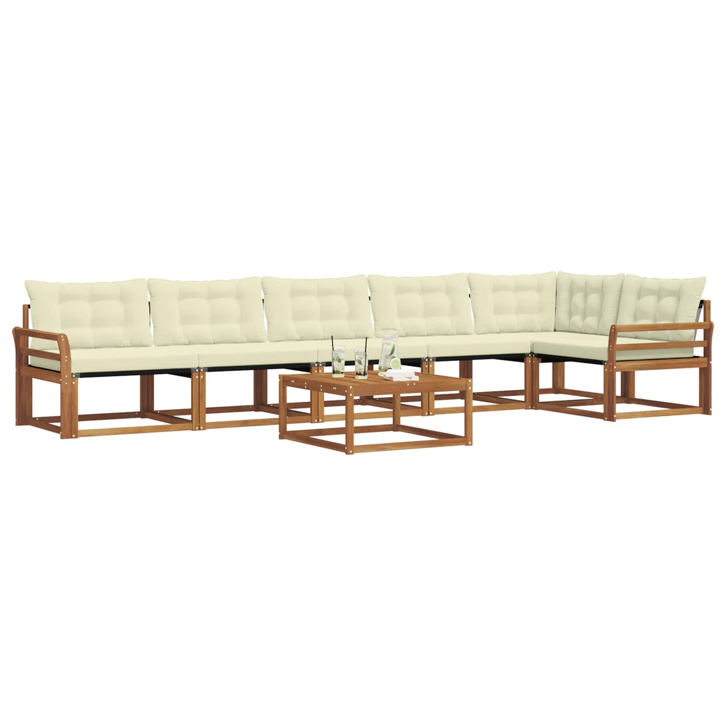 Outdoor-Sofagarnitur mit Kissen 7 pcs Natur und Creme
