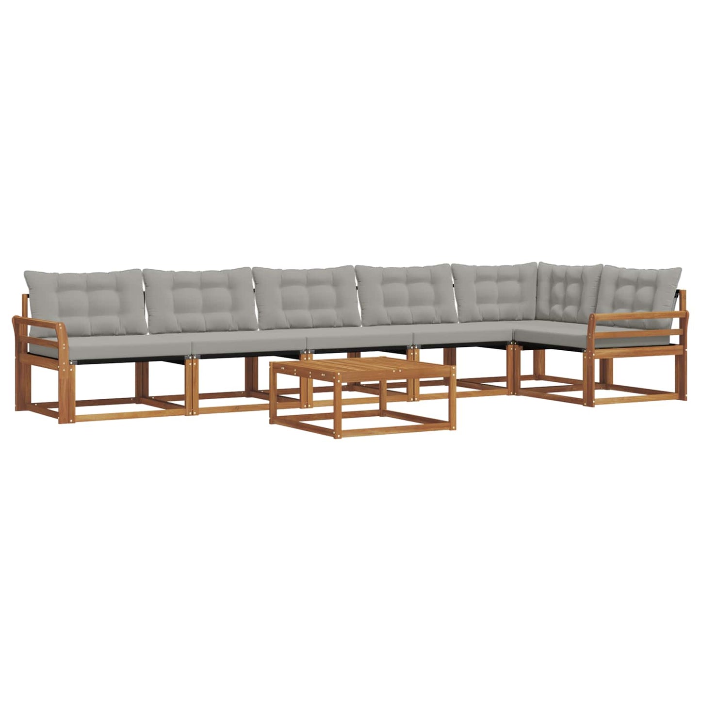 Outdoor-Sofagarnitur mit Kissen 7 pcs Natürlich und Hellgrau