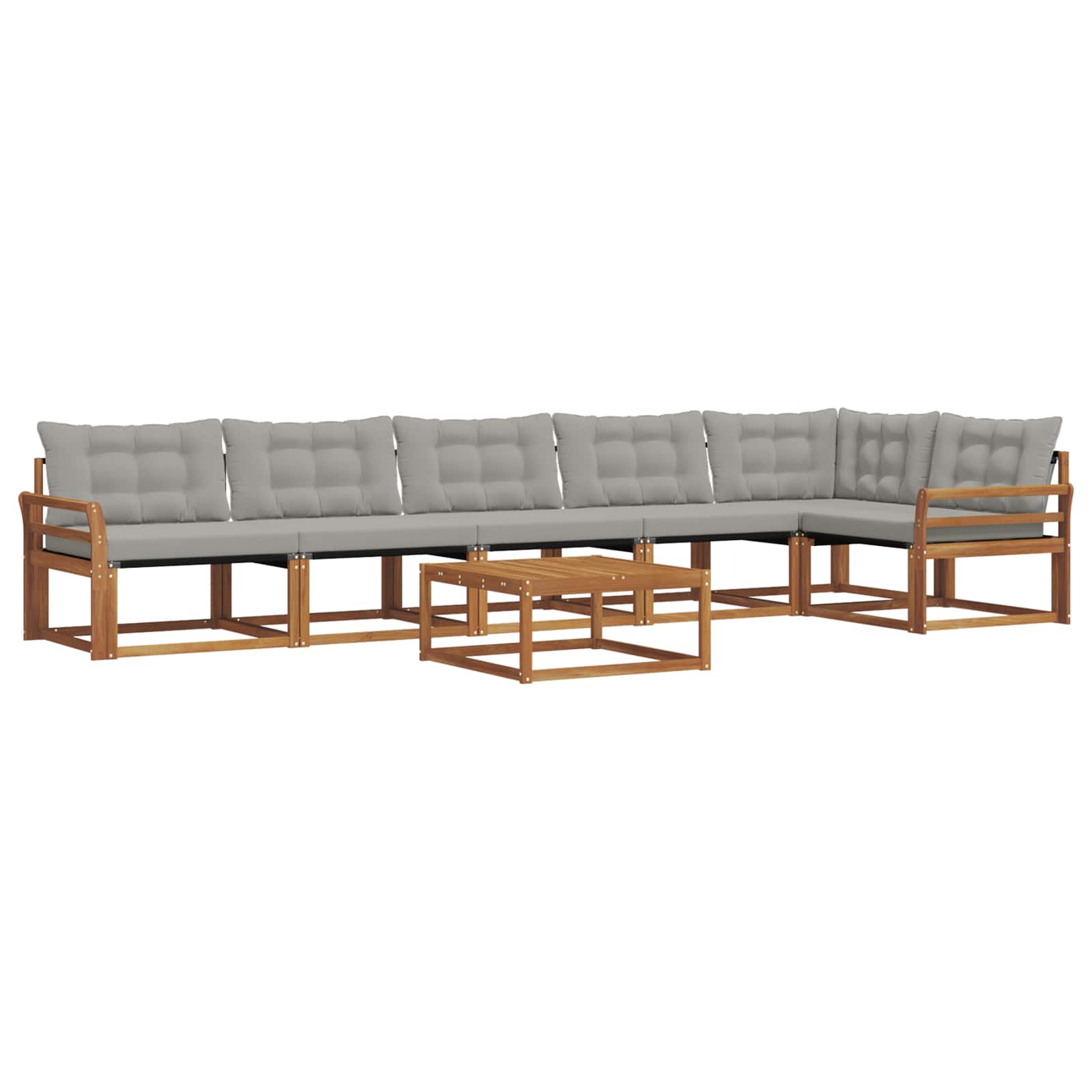 Outdoor-Sofagarnitur mit Kissen 7 pcs Natürlich und Hellgrau