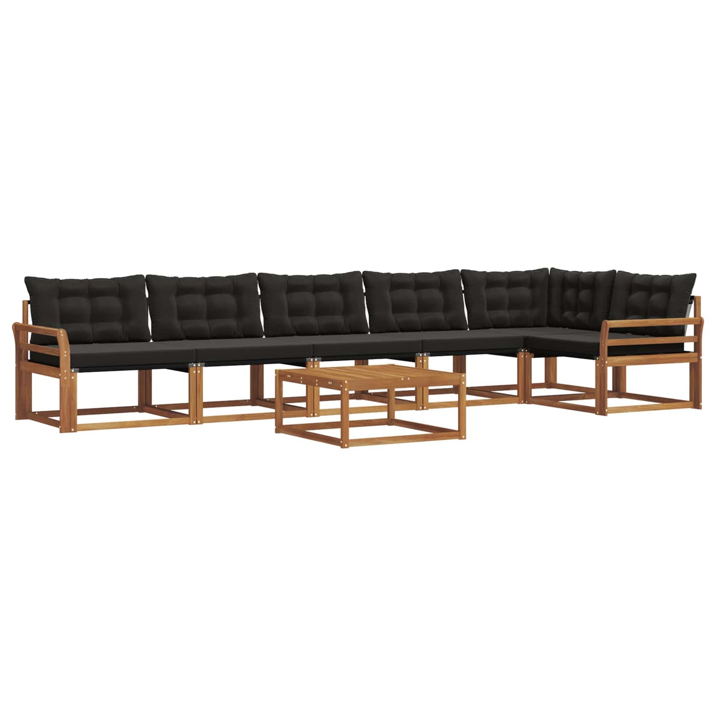 Outdoor-Sofagarnitur mit Kissen 7 pcs Natürlich und Schwarz