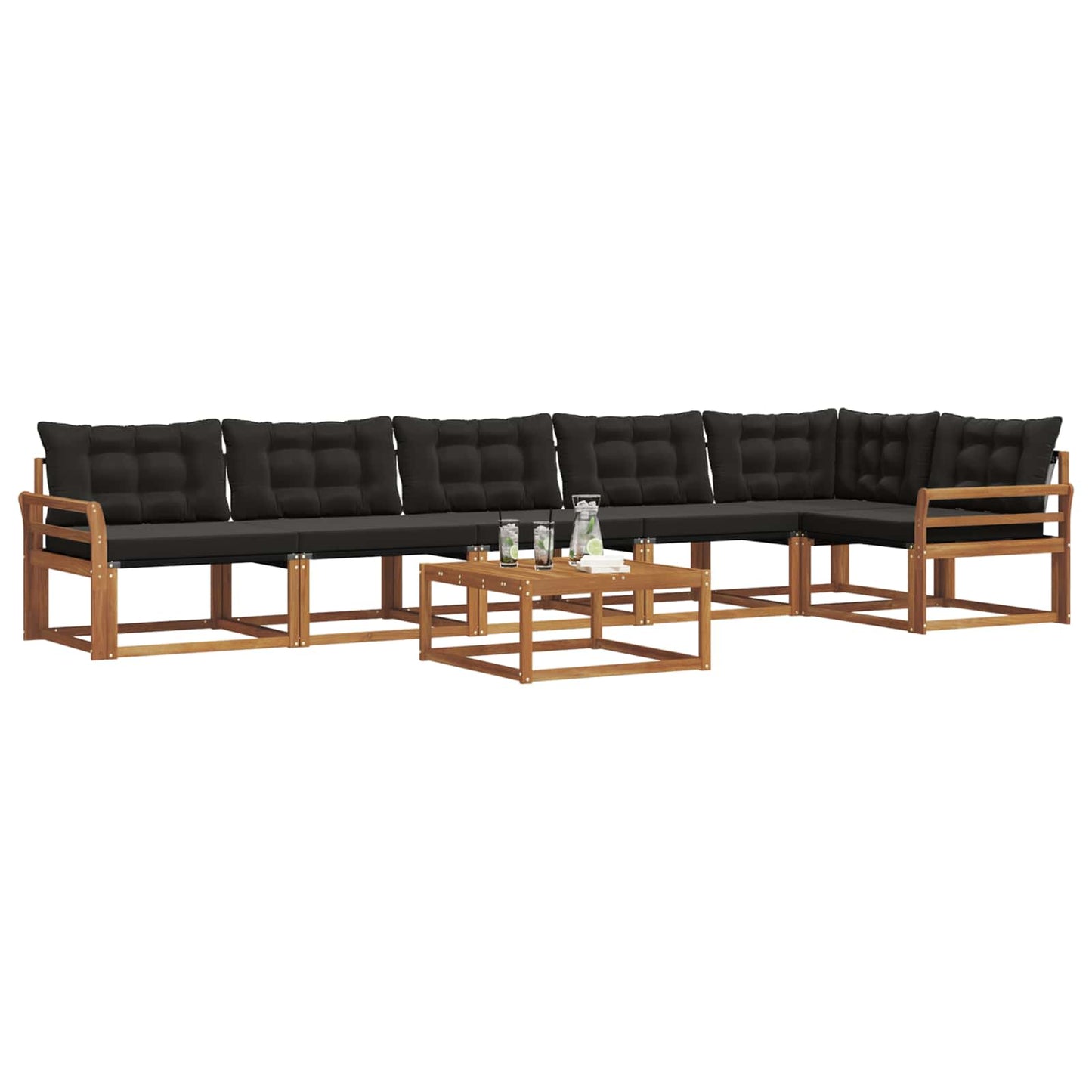 Outdoor-Sofagarnitur mit Kissen 7 pcs Natürlich und Schwarz