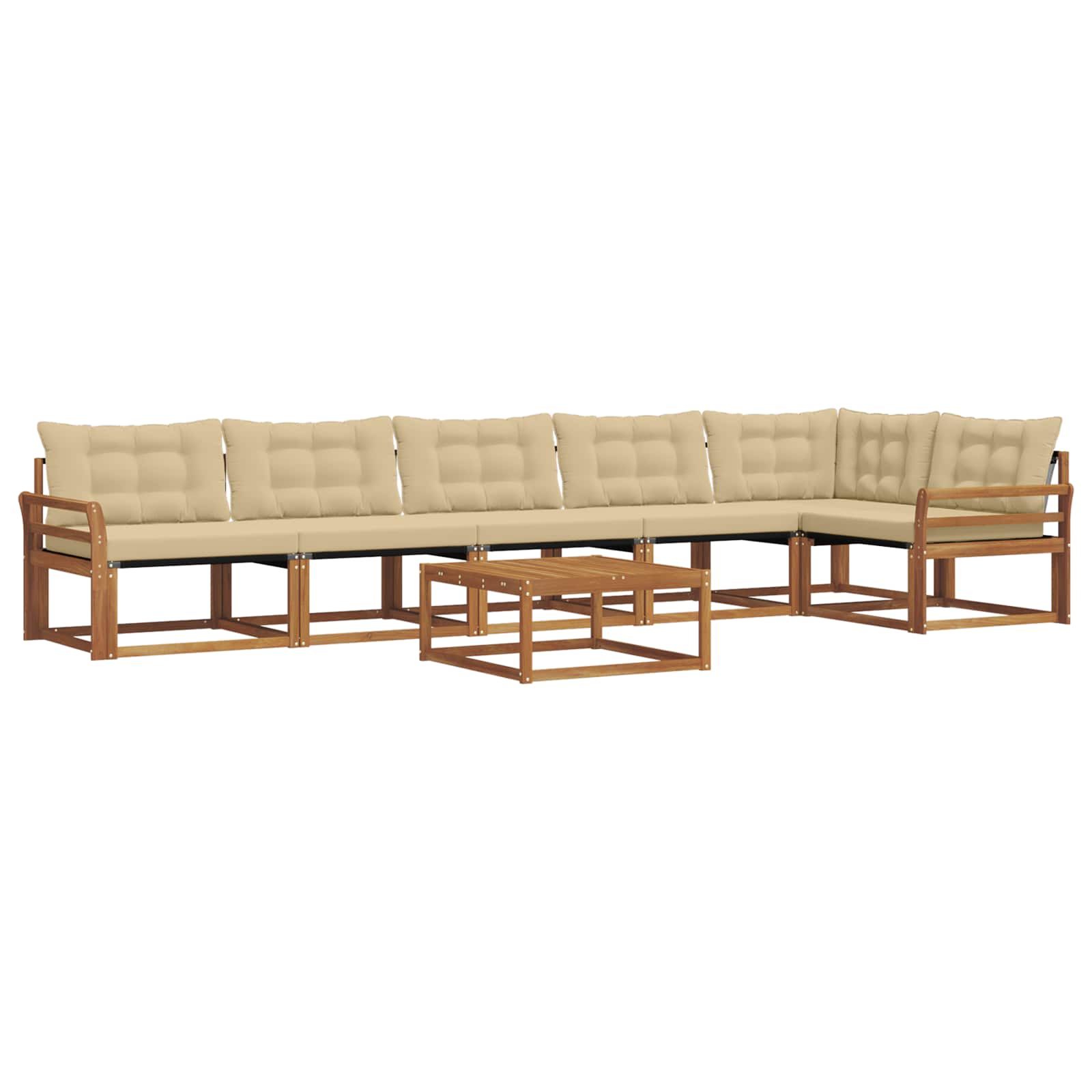 Outdoor-Sofagarnitur mit Kissen 7 pcs Natur und Beige