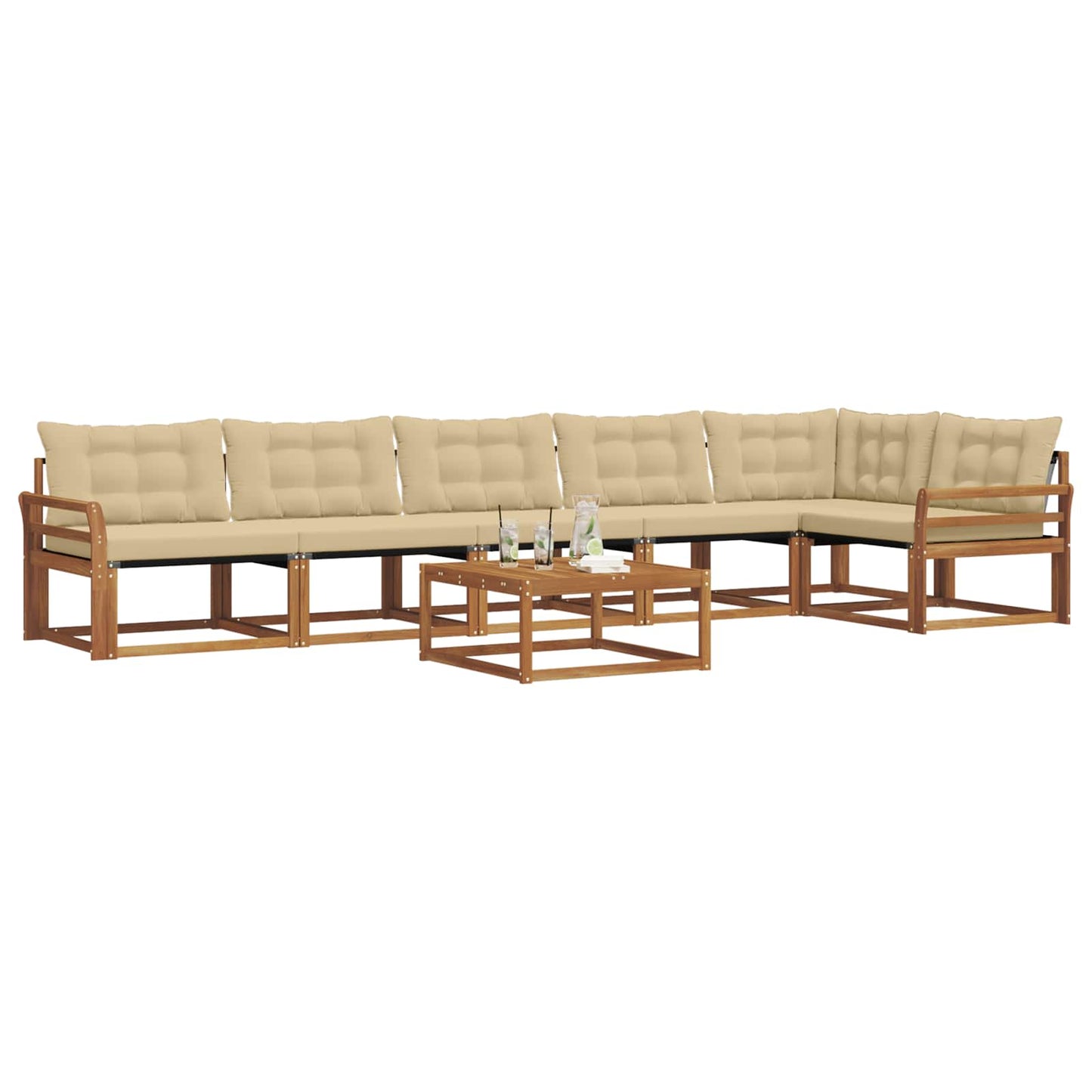 Outdoor-Sofagarnitur mit Kissen 7 pcs Natur und Beige