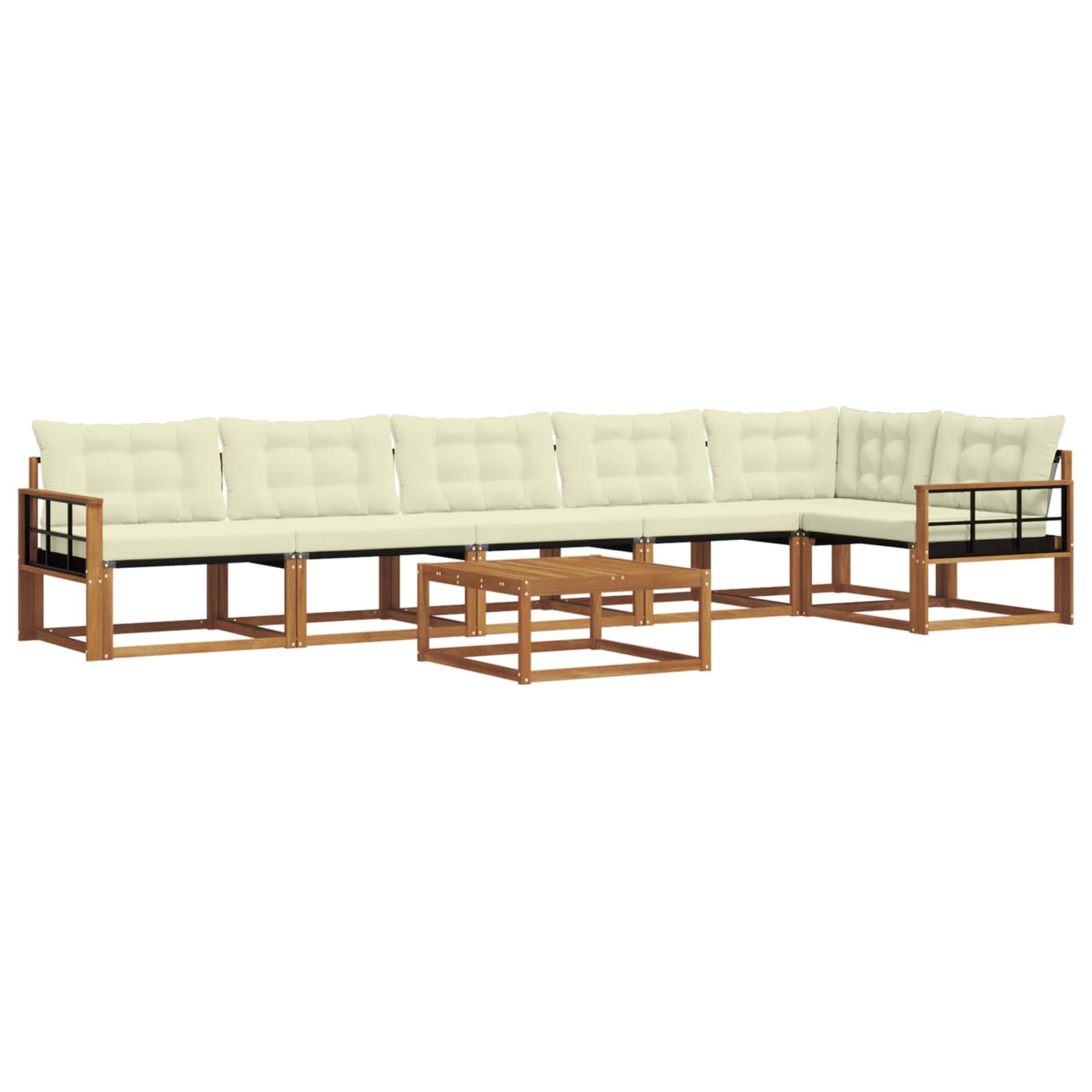 Outdoor-Sofagarnitur mit Kissen 7 pcs Natur und Creme