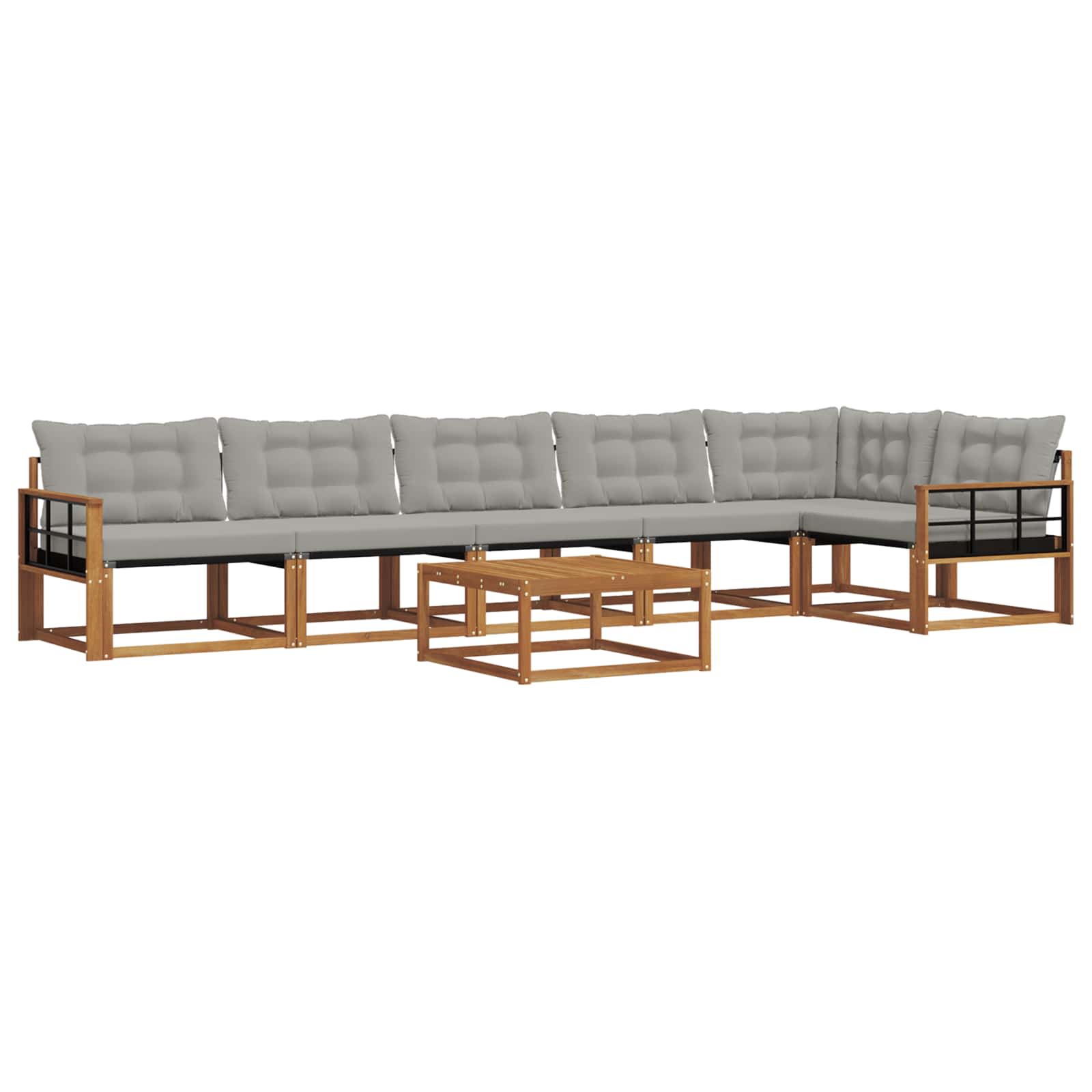 Outdoor-Sofagarnitur mit Kissen 7 pcs Natürlich und Hellgrau