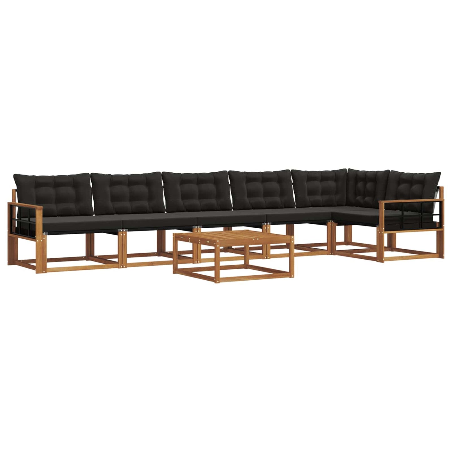 Outdoor-Sofagarnitur mit Kissen 7 pcs Natürlich und Schwarz