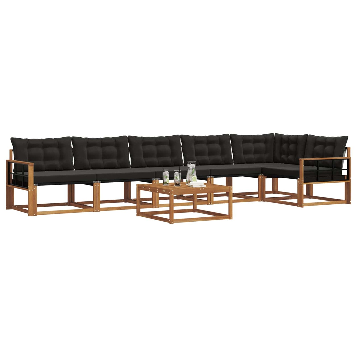 Outdoor-Sofagarnitur mit Kissen 7 pcs Natürlich und Schwarz