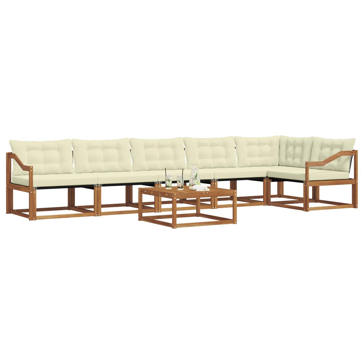 Outdoor-Sofagarnitur mit Kissen 7 pcs Natur und Creme