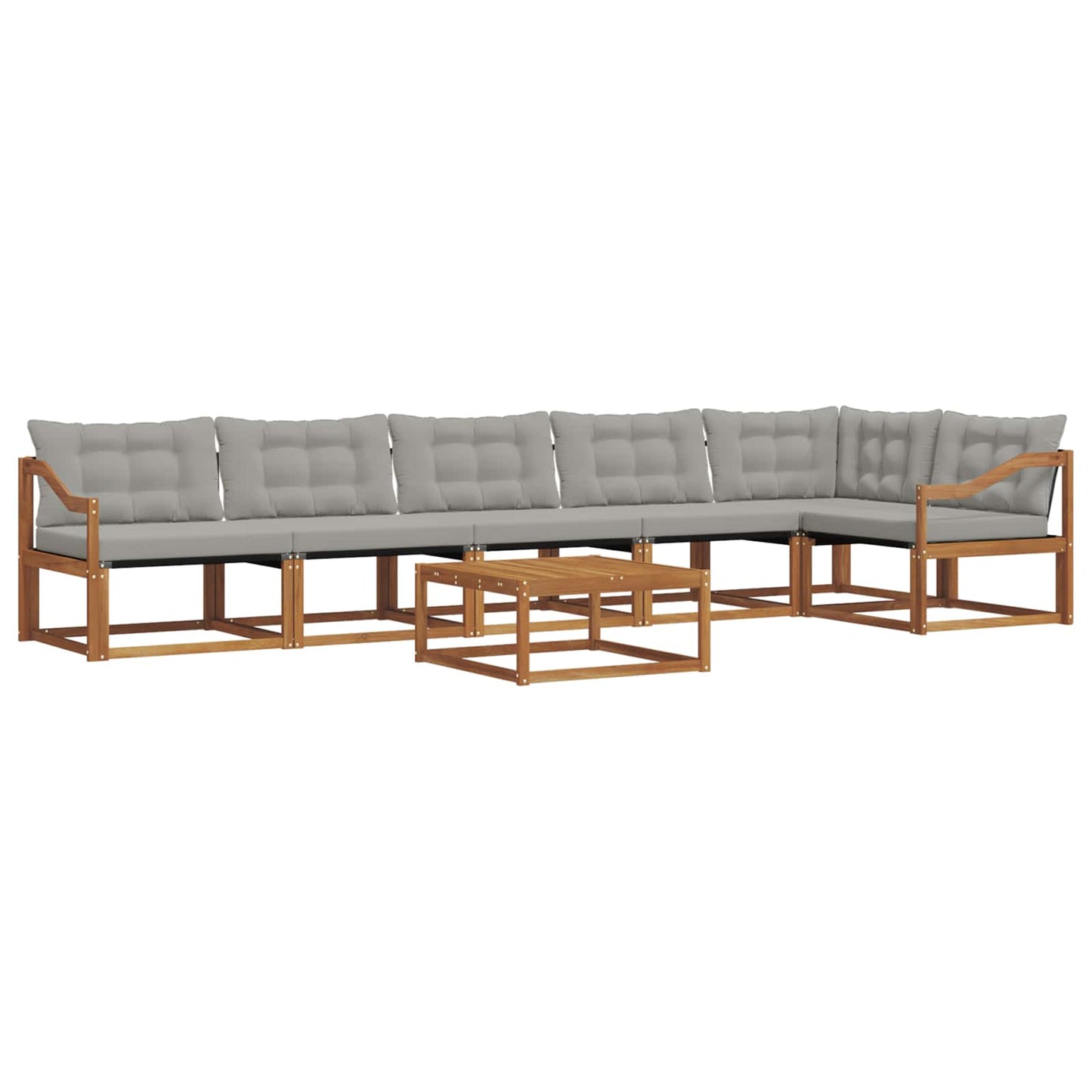Outdoor-Sofagarnitur mit Kissen 7 pcs Natürlich und Hellgrau