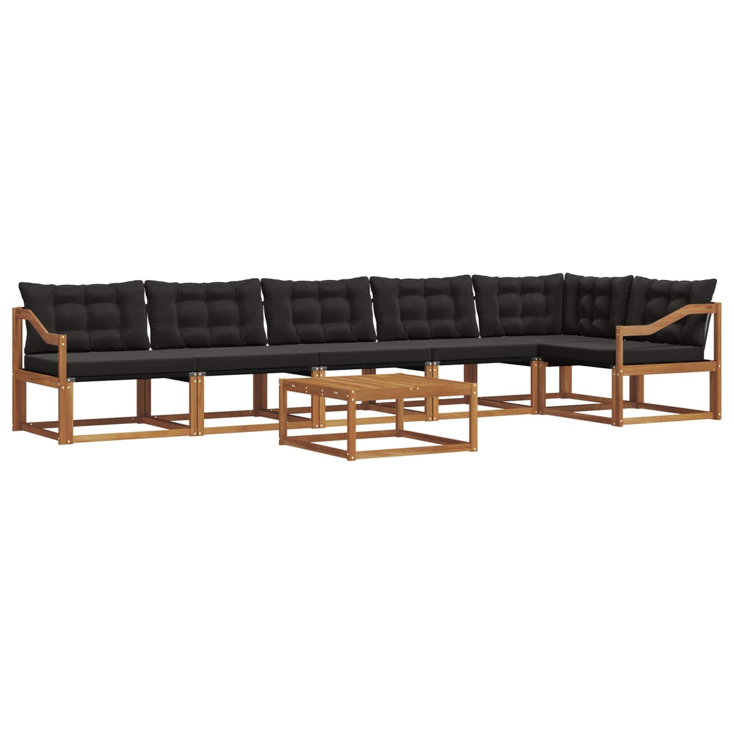 Outdoor-Sofagarnitur mit Kissen 7 pcs Natürlich und Schwarz