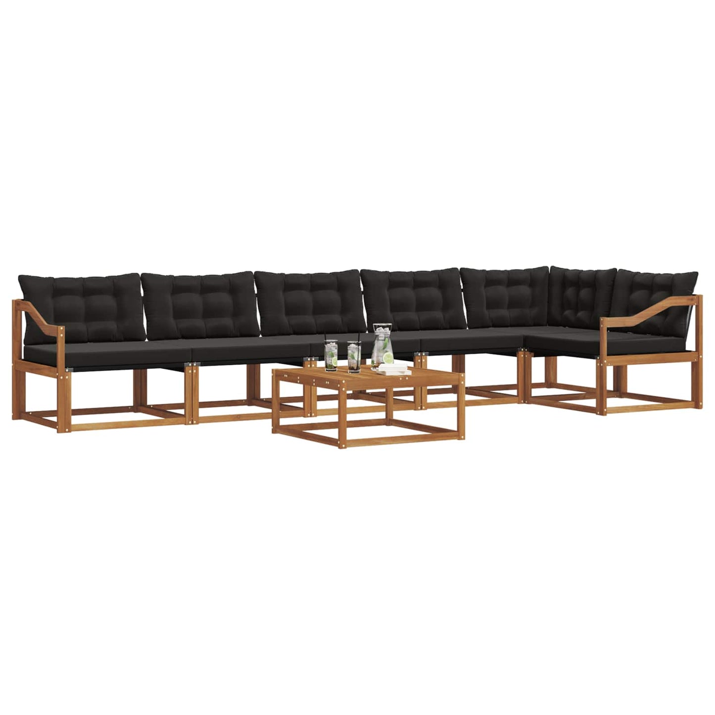 Outdoor-Sofagarnitur mit Kissen 7 pcs Natürlich und Schwarz