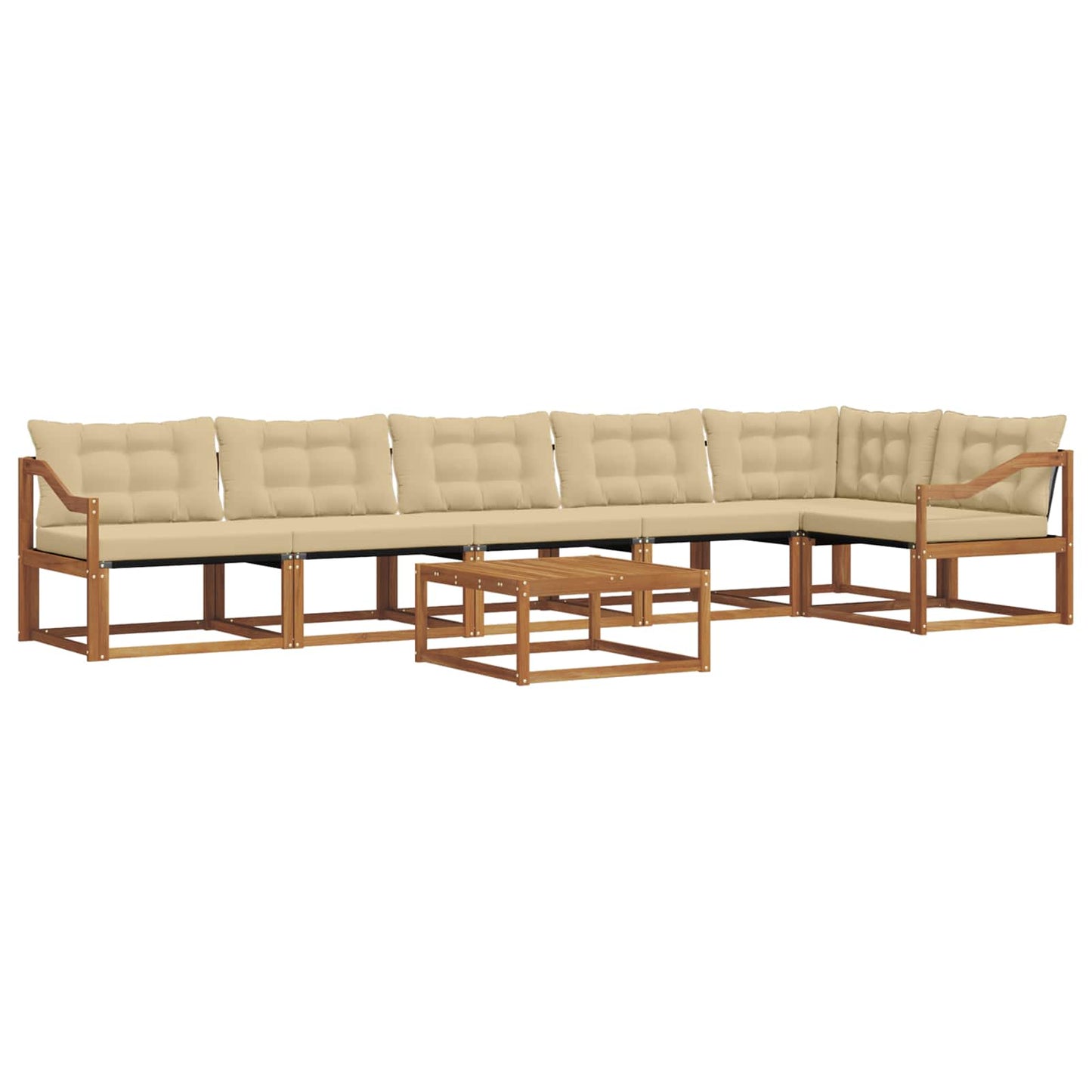 Outdoor-Sofagarnitur mit Kissen 7 pcs Natur und Beige