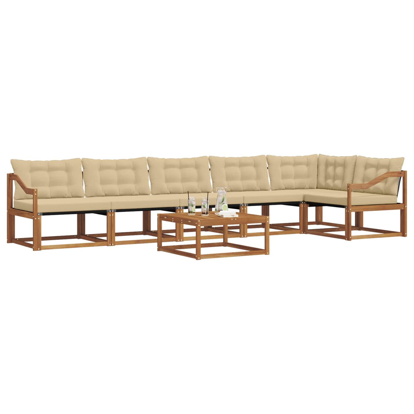 Outdoor-Sofagarnitur mit Kissen 7 pcs Natur und Beige