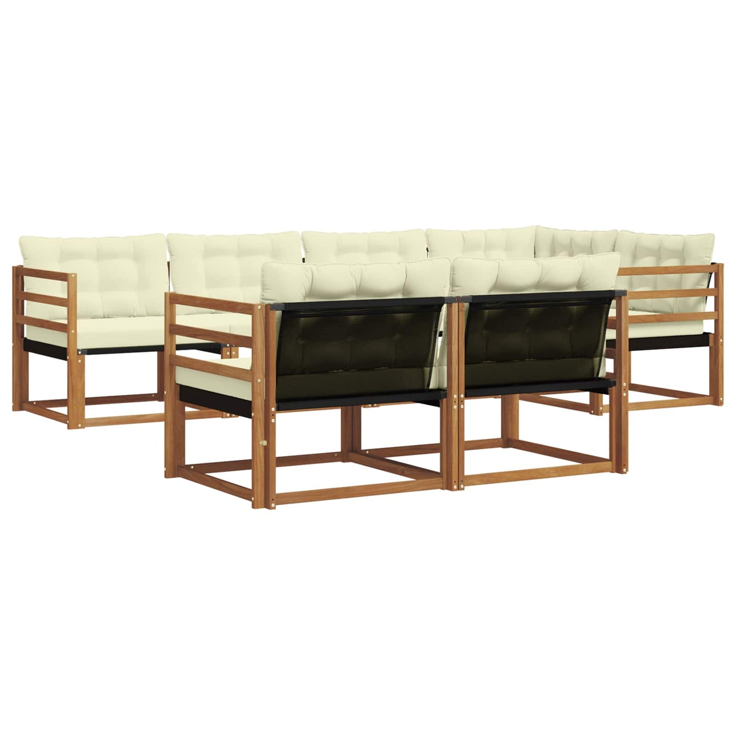 Outdoor-Sofagarnitur 7 stk. Natur und Creme
