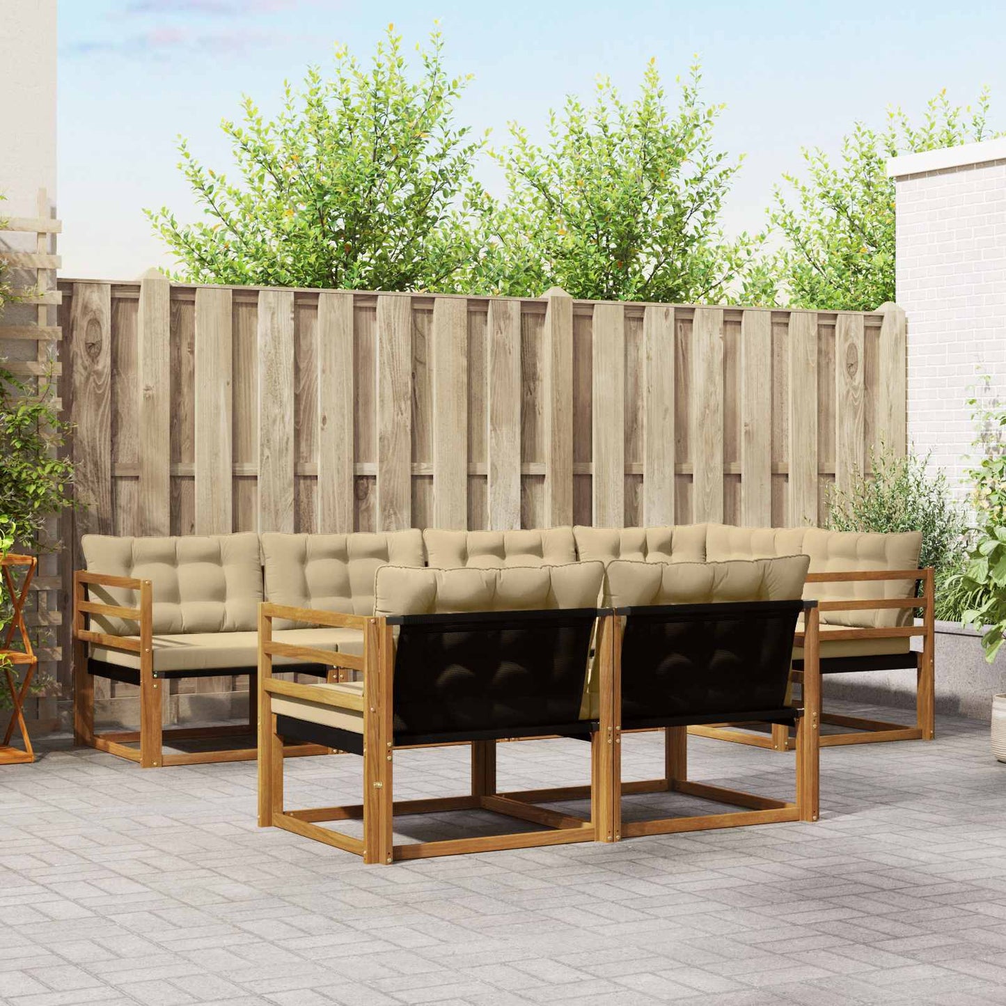 Outdoor-Sofagarnitur 7 stk. Natur und Beige