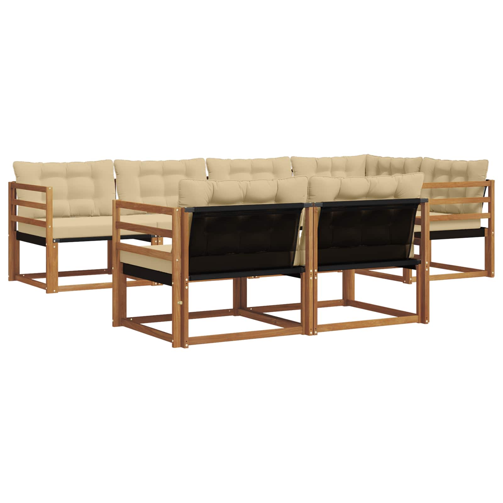 Outdoor-Sofagarnitur 7 stk. Natur und Beige