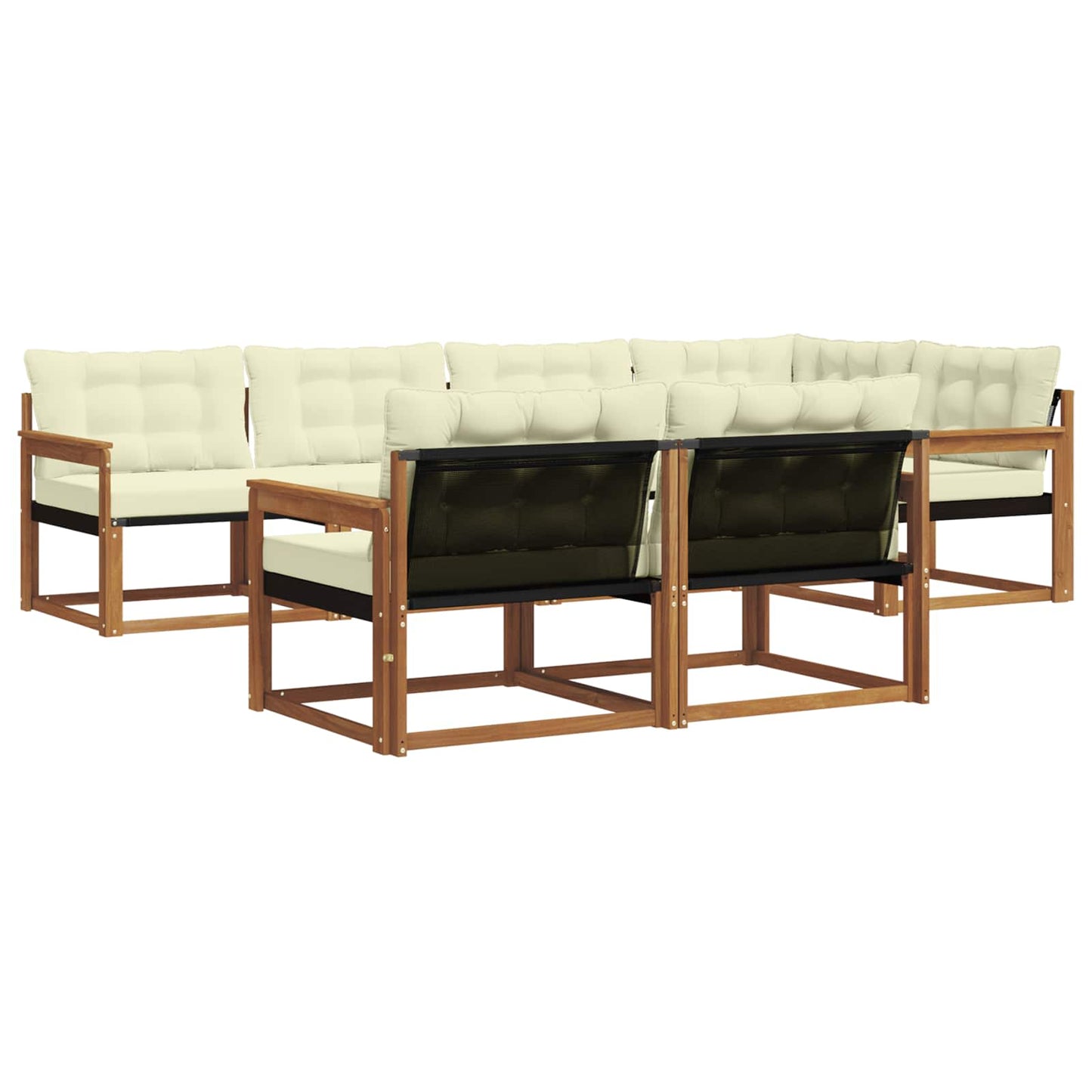 Outdoor-Sofagarnitur mit Kissen 7 pcs Natur und Creme