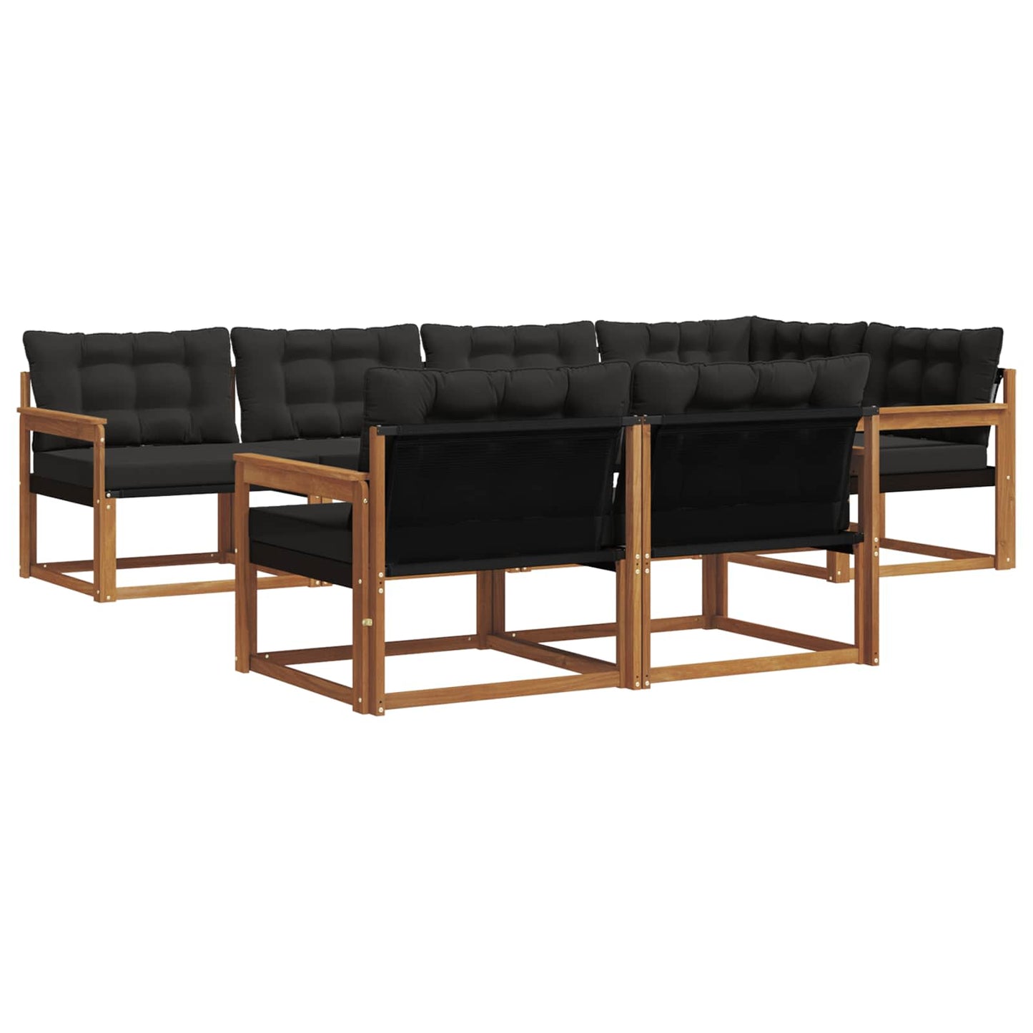 Outdoor-Sofagarnitur mit Kissen 7 pcs Natürlich und Schwarz