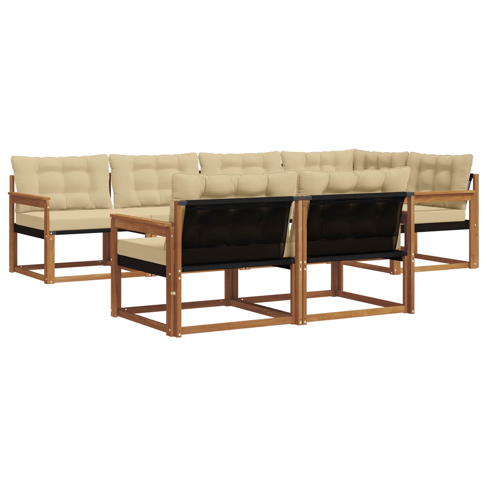 Outdoor-Sofagarnitur mit Kissen 7 pcs Natur und Beige