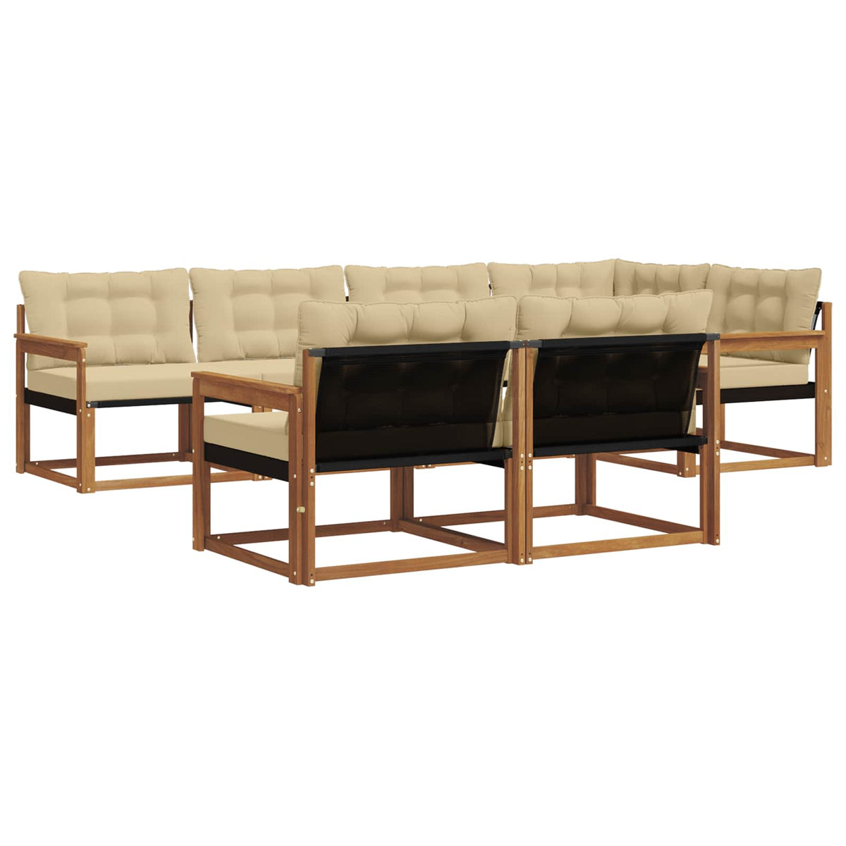 Outdoor-Sofagarnitur 7 stk. Natur und Beige
