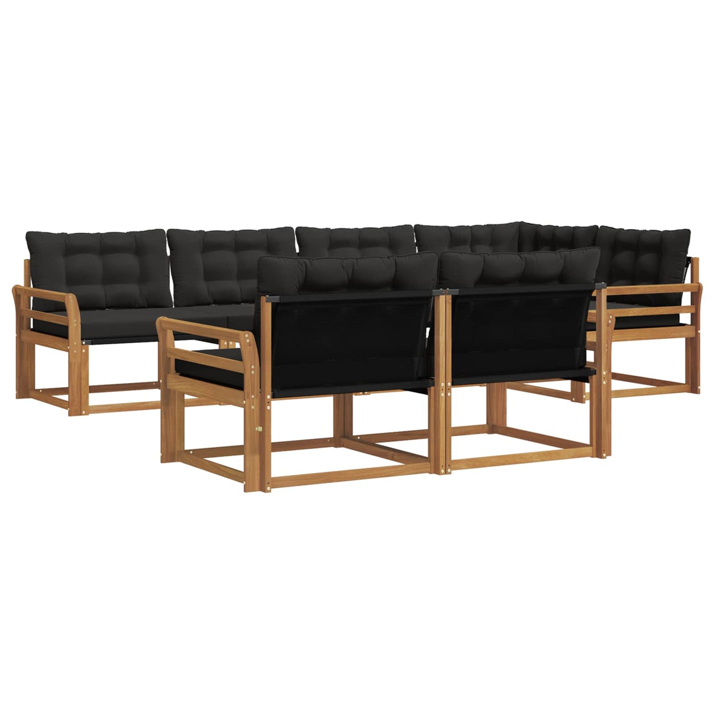 Outdoor-Sofagarnitur mit Kissen 7 pcs Natürlich und Schwarz