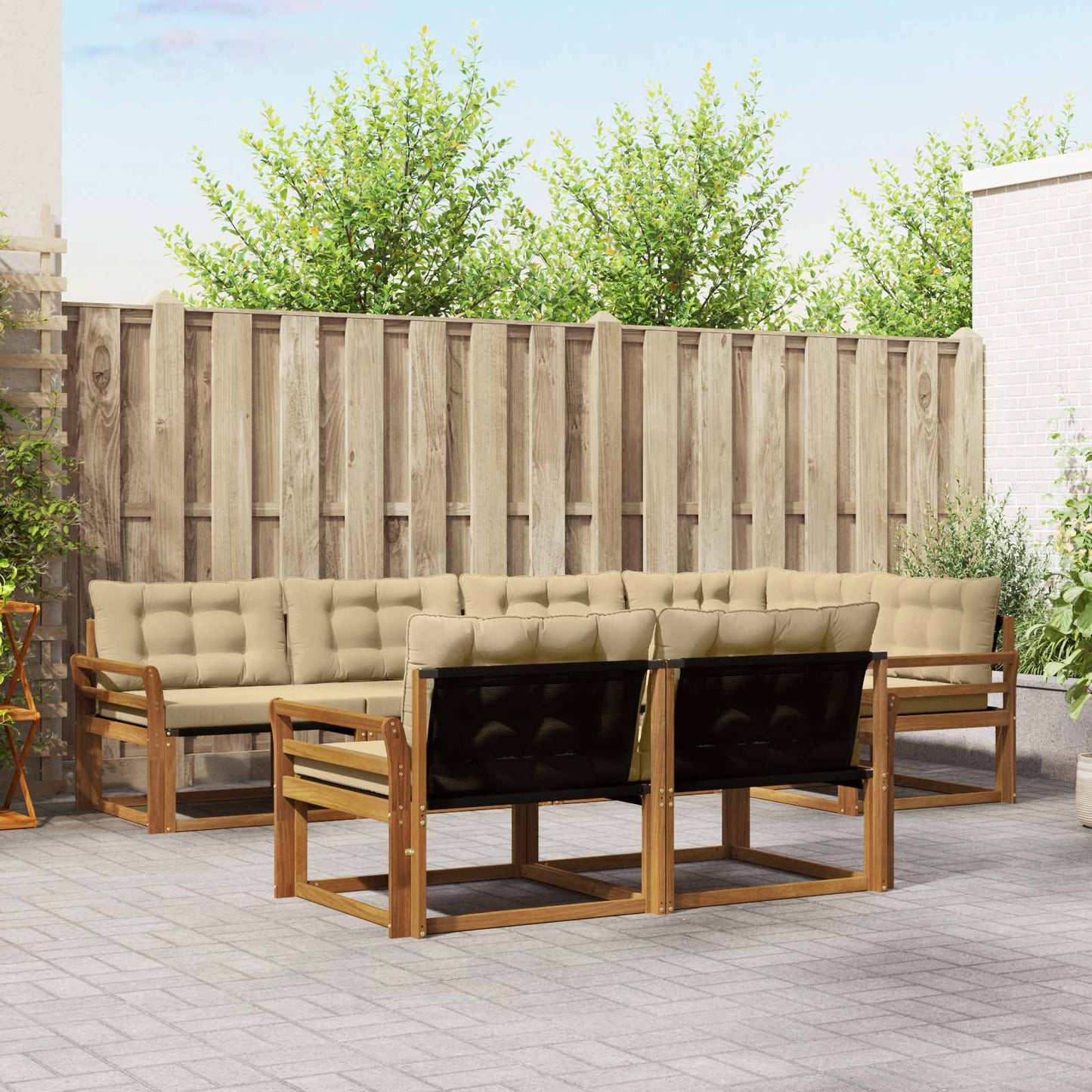 Outdoor-Sofagarnitur 7 stk. Natur und Beige