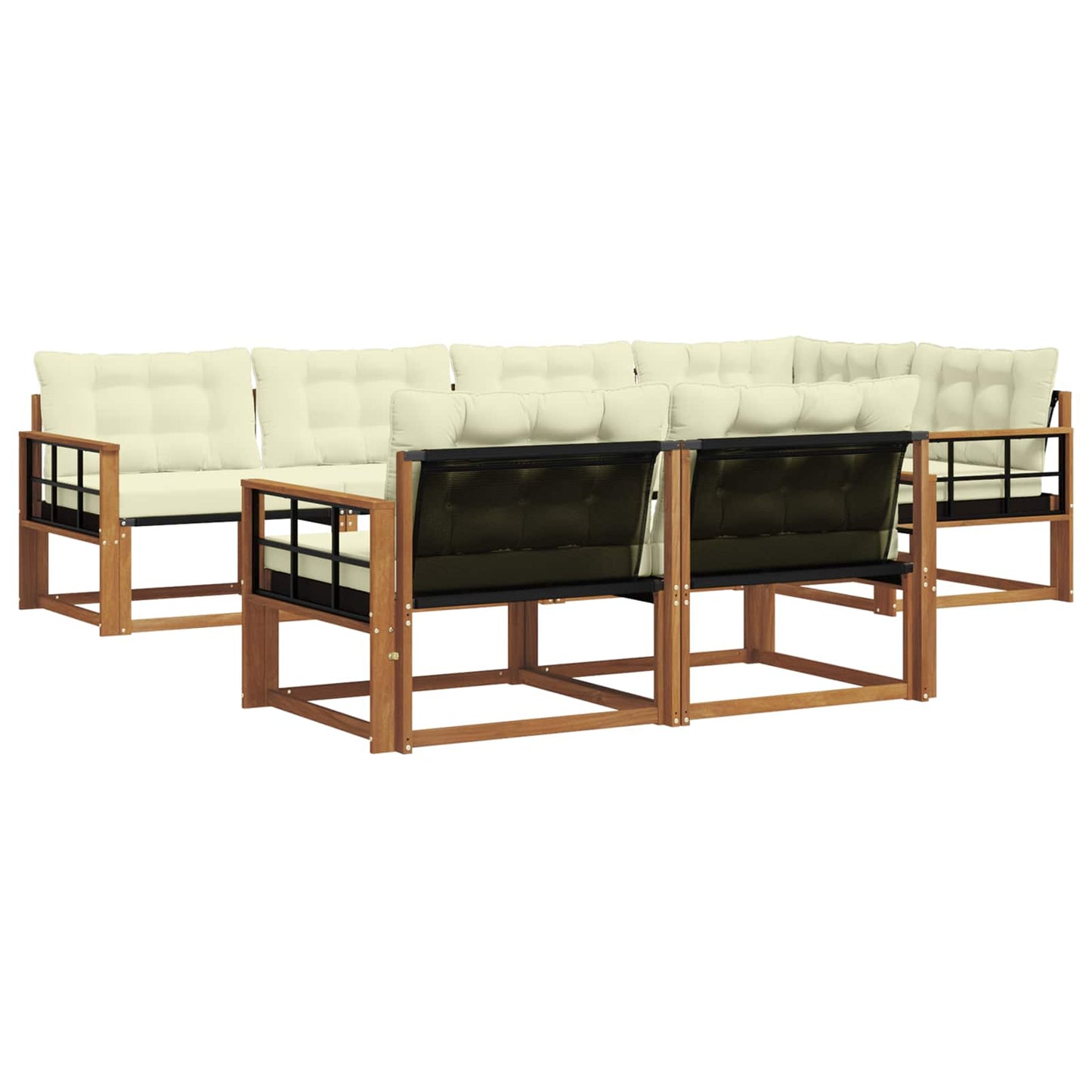 Outdoor-Sofagarnitur 7 stk. Natur und Creme