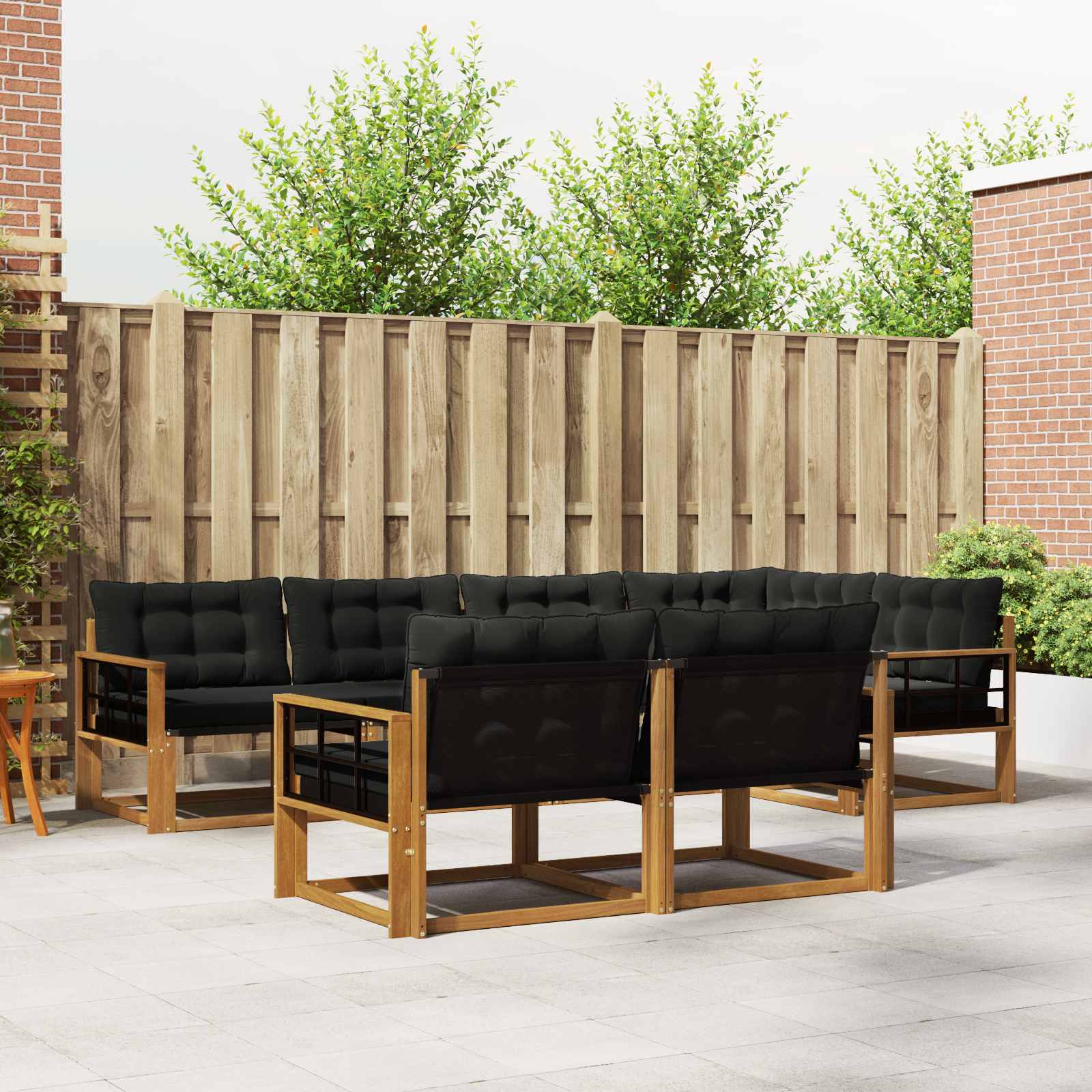 Outdoor-Sofagarnitur mit Kissen 7 pcs Natürlich und Schwarz