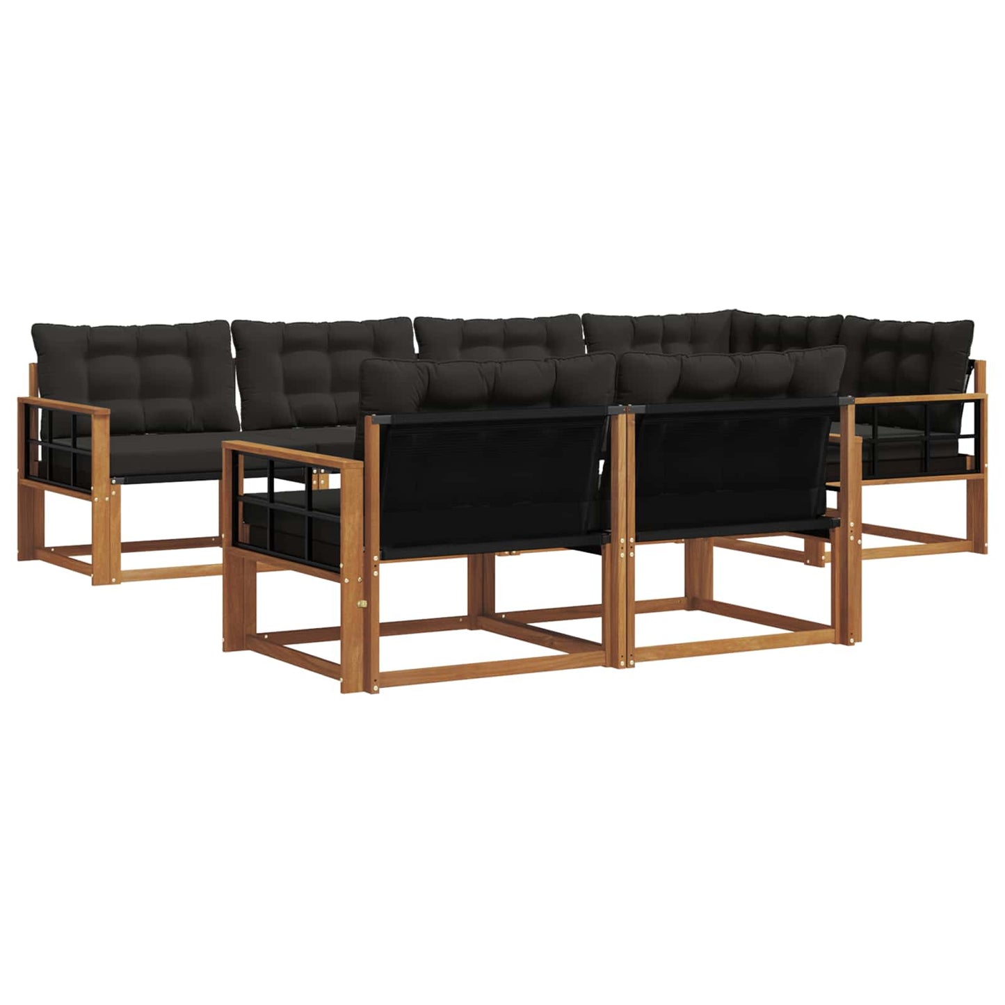 Outdoor-Sofagarnitur mit Kissen 7 pcs Natürlich und Schwarz