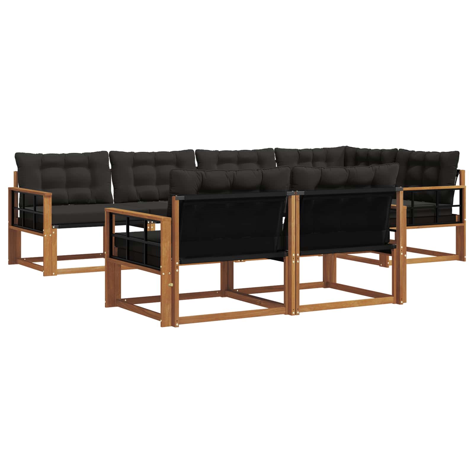 Outdoor-Sofagarnitur mit Kissen 7 pcs Natürlich und Schwarz