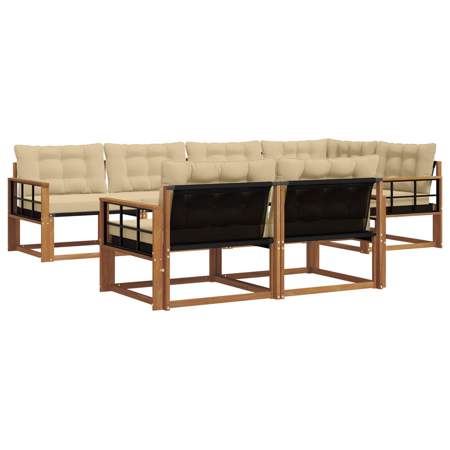 Outdoor-Sofagarnitur 7 stk. Natur und Beige