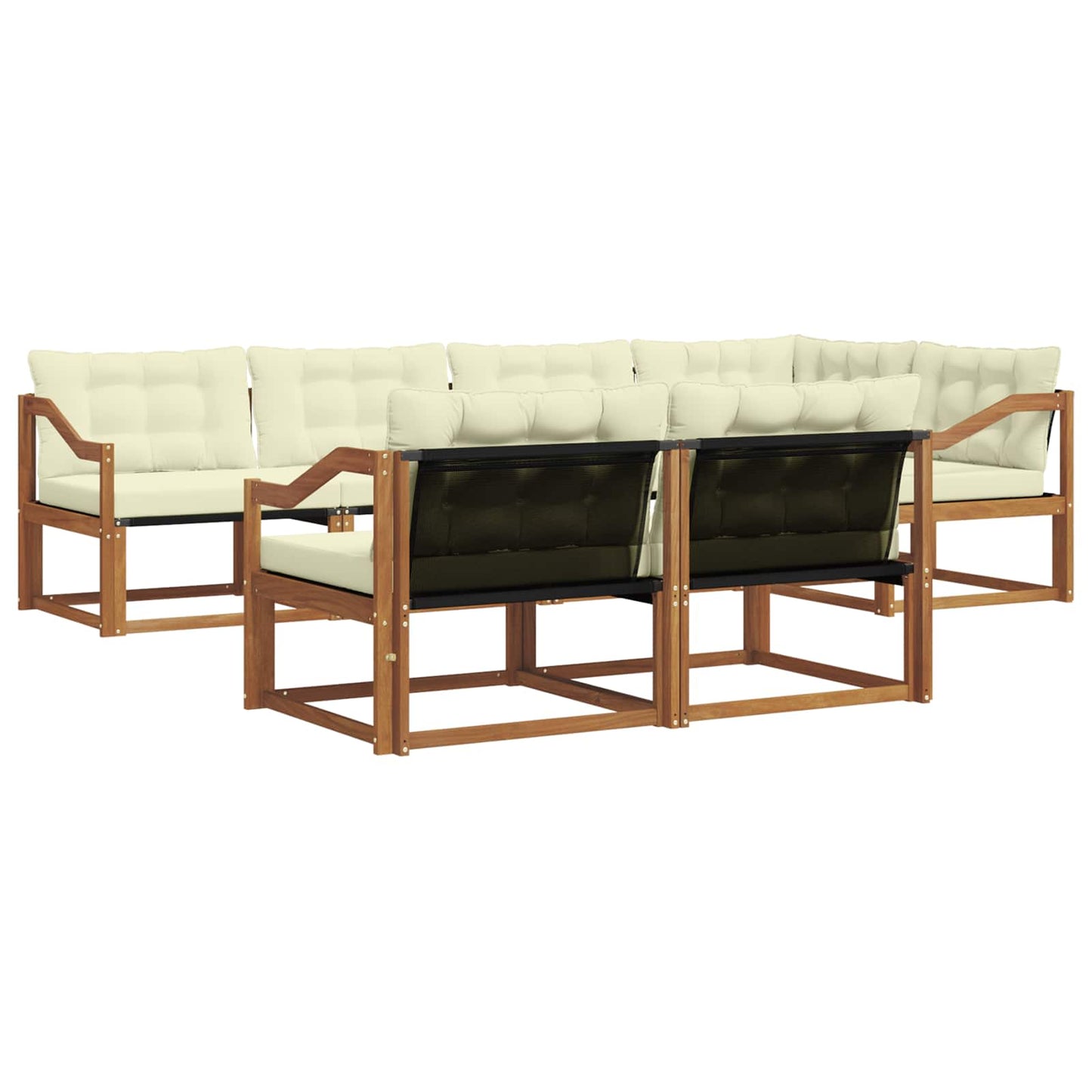Outdoor-Sofagarnitur 7 stk. Natur und Creme