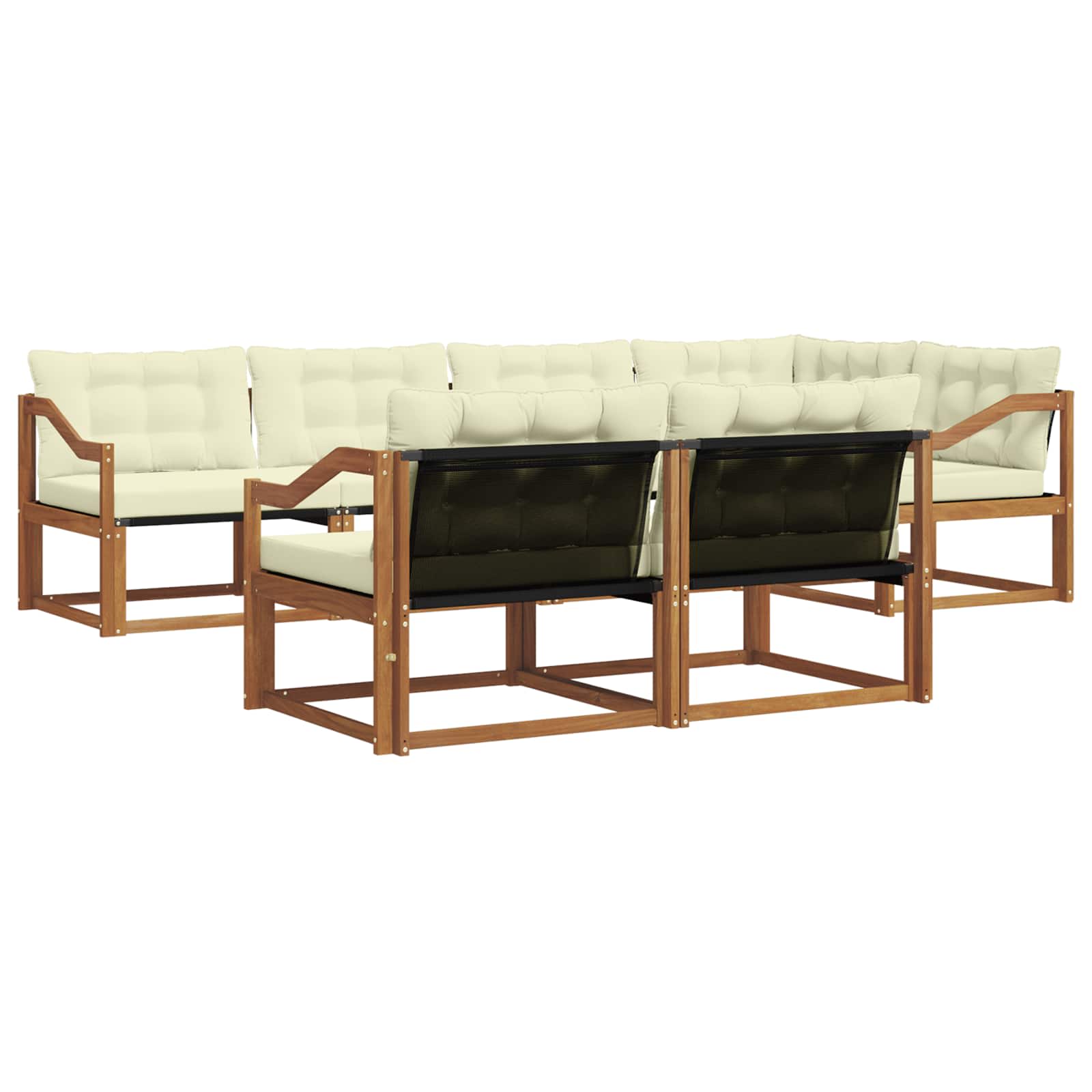 Outdoor-Sofagarnitur 7 stk. Natur und Creme
