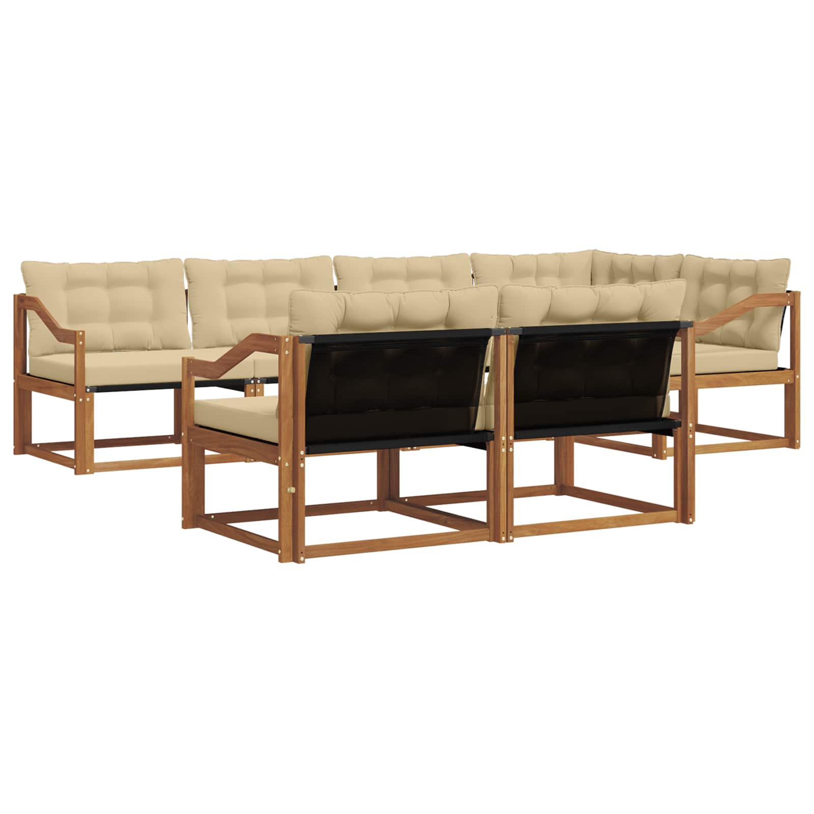 Outdoor-Sofagarnitur mit Kissen 7 pcs Natur und Beige