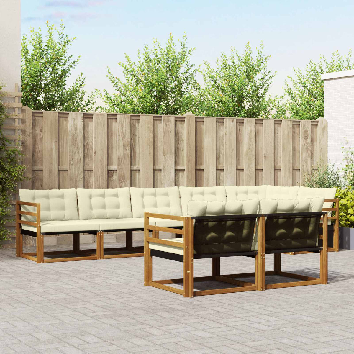 Outdoor-Sofagarnitur 8 stk. Natur und Creme