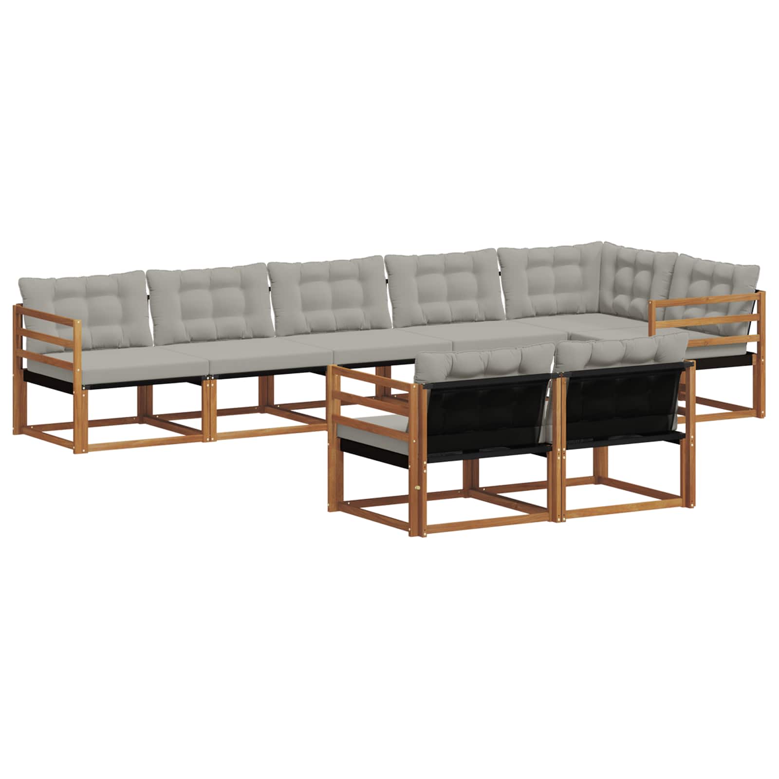 Outdoor-Sofagarnitur mit Kissen 8 pcs Natürlich und Hellgrau