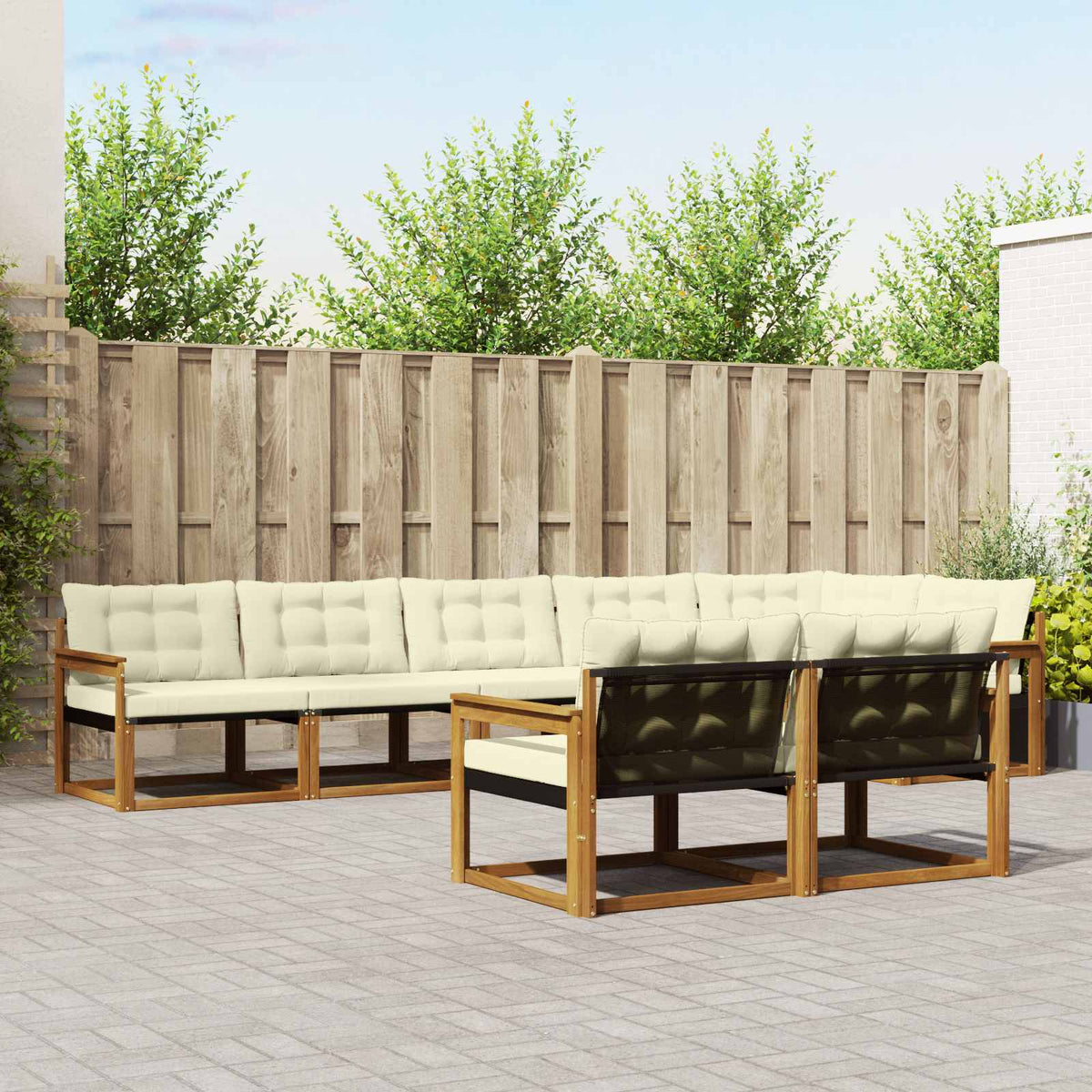 Outdoor-Sofagarnitur 8 stk. Natur und Creme