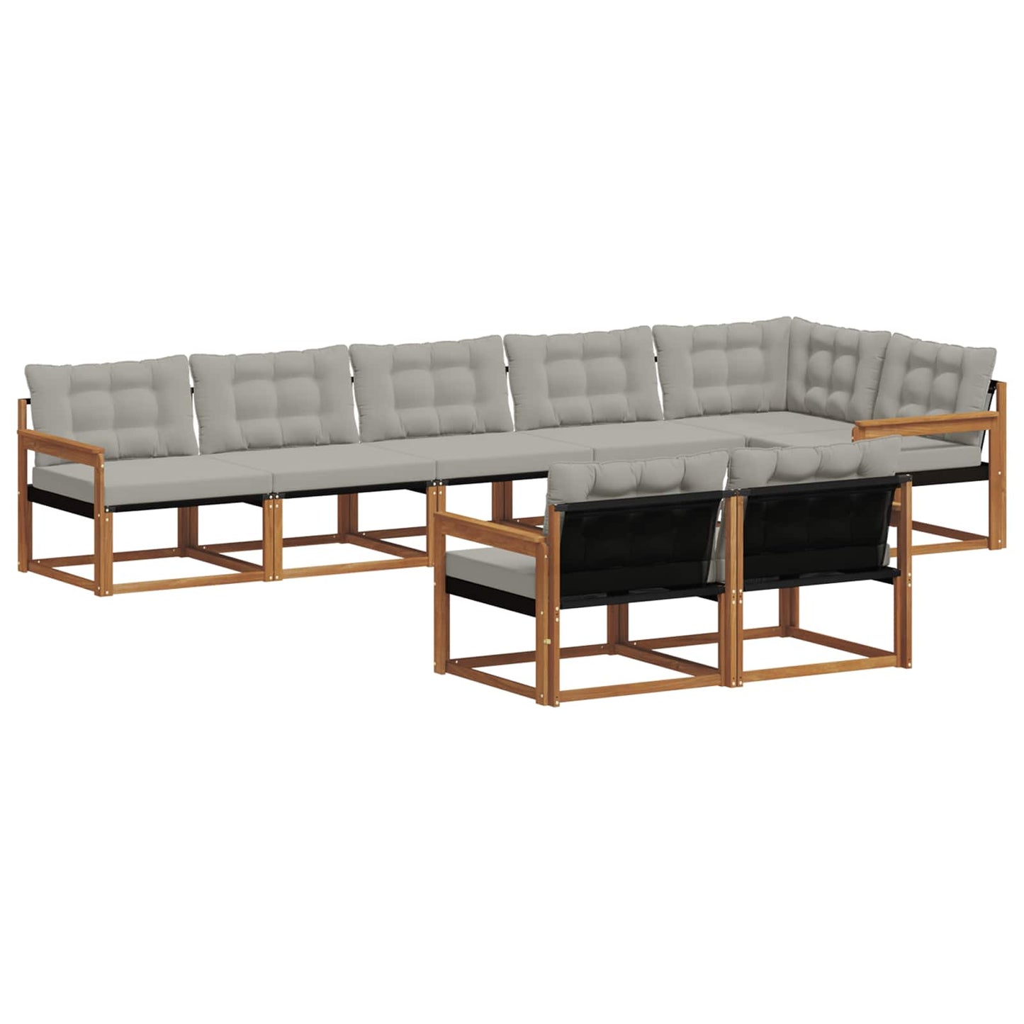 Outdoor-Sofagarnitur mit Kissen 8 pcs Natürlich und Hellgrau