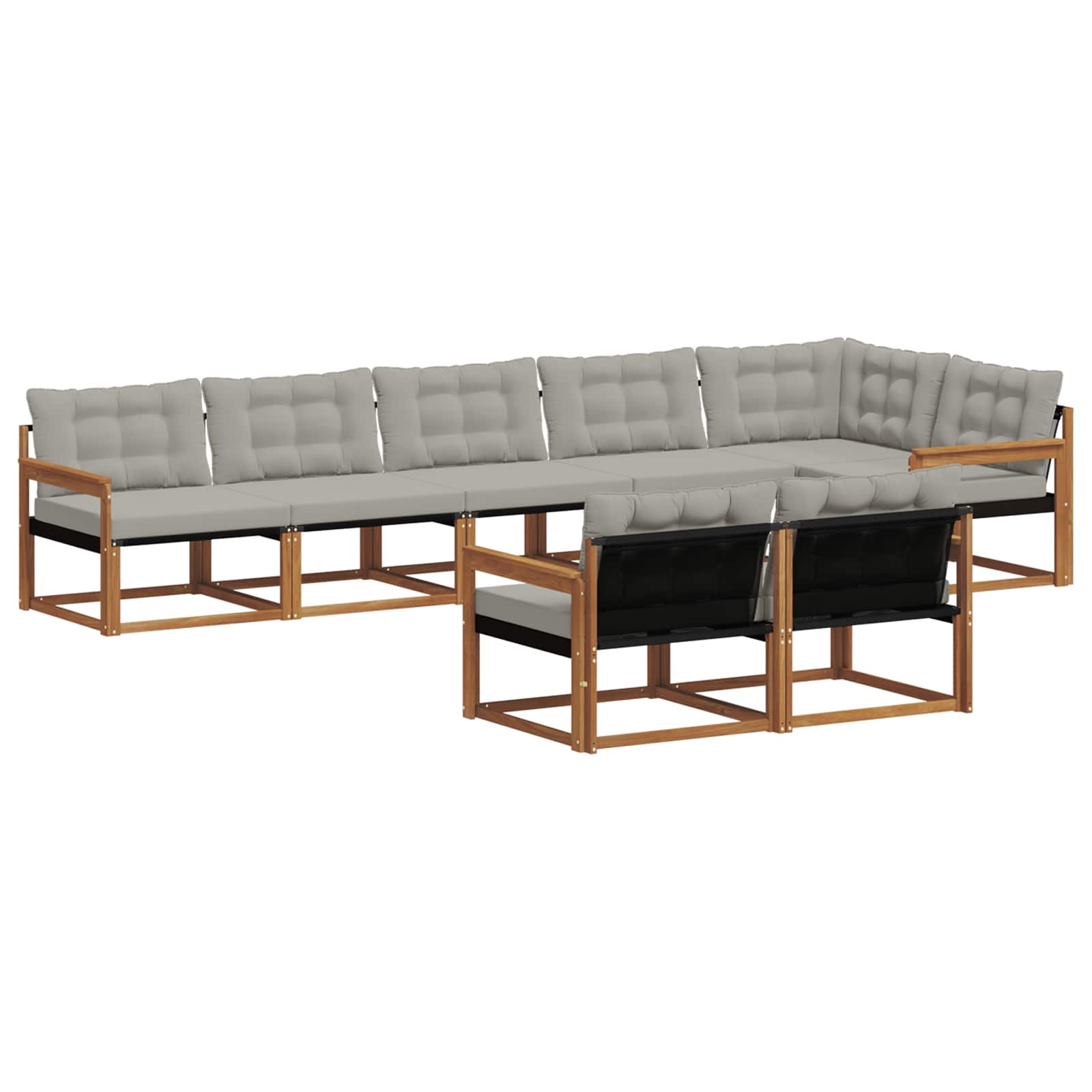 Outdoor-Sofagarnitur mit Kissen 8 pcs Natürlich und Hellgrau