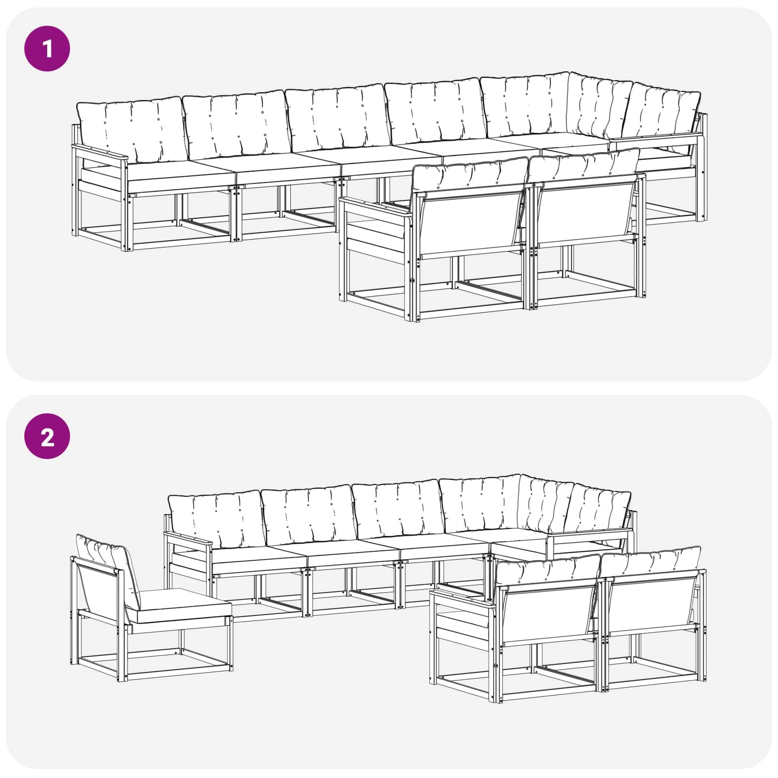 Outdoor-Sofagarnitur 8 stk. Natürlich und Schwarz