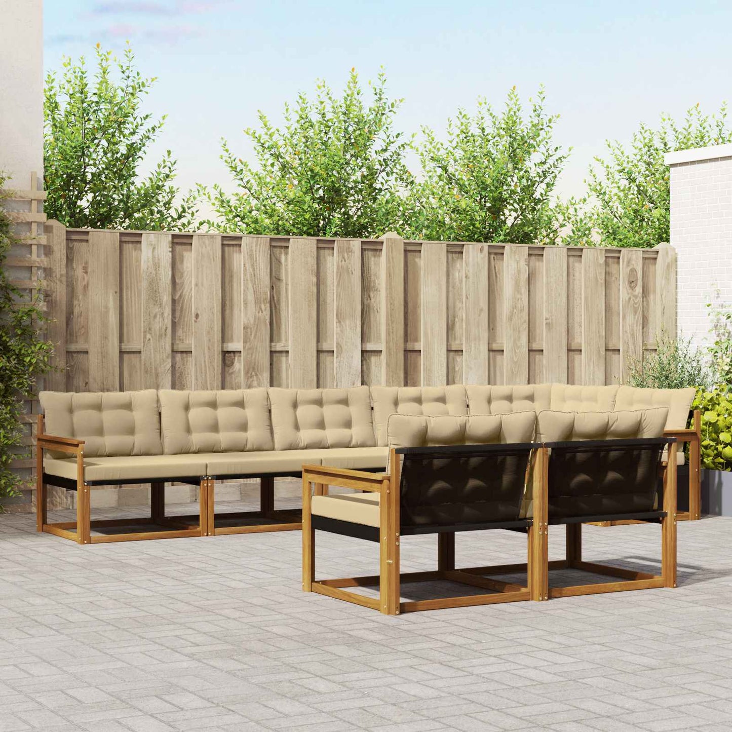 Outdoor-Sofagarnitur 8 stk. Natur und Beige