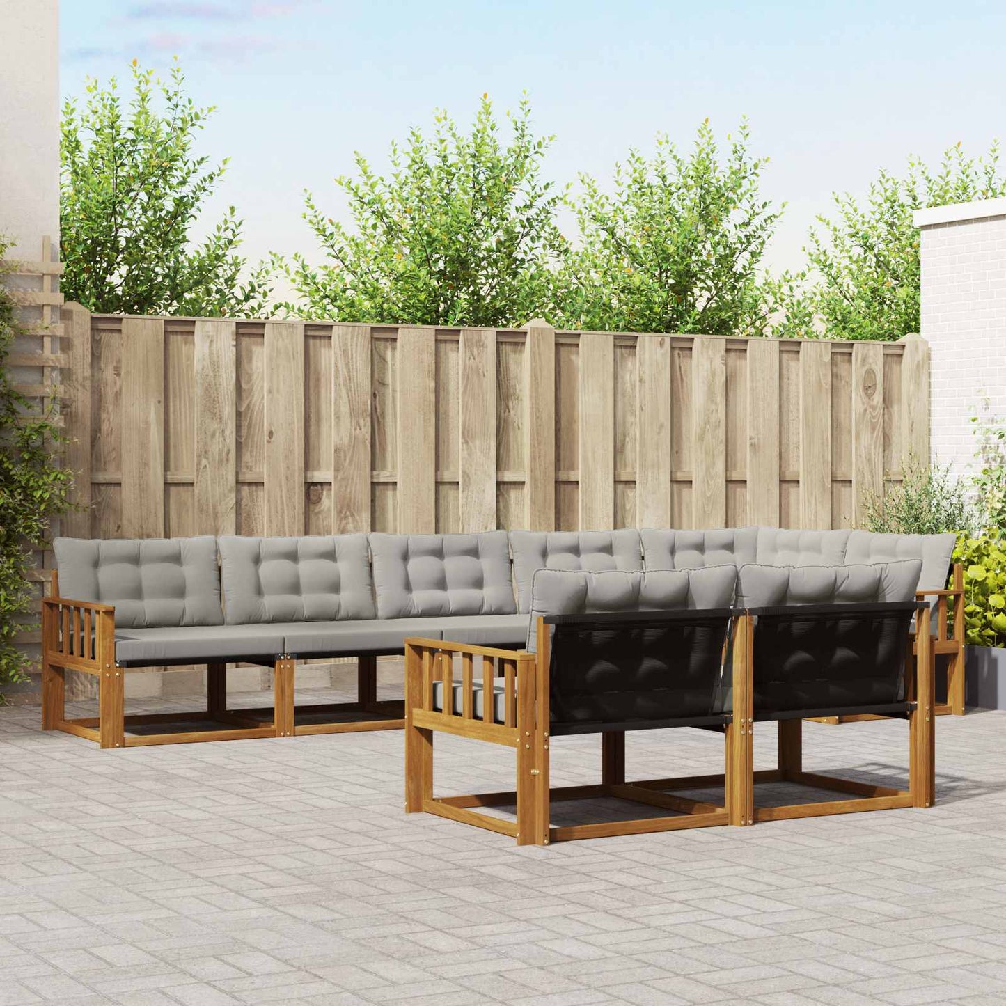 Outdoor-Sofagarnitur mit Kissen 8 pcs Natürlich und Hellgrau
