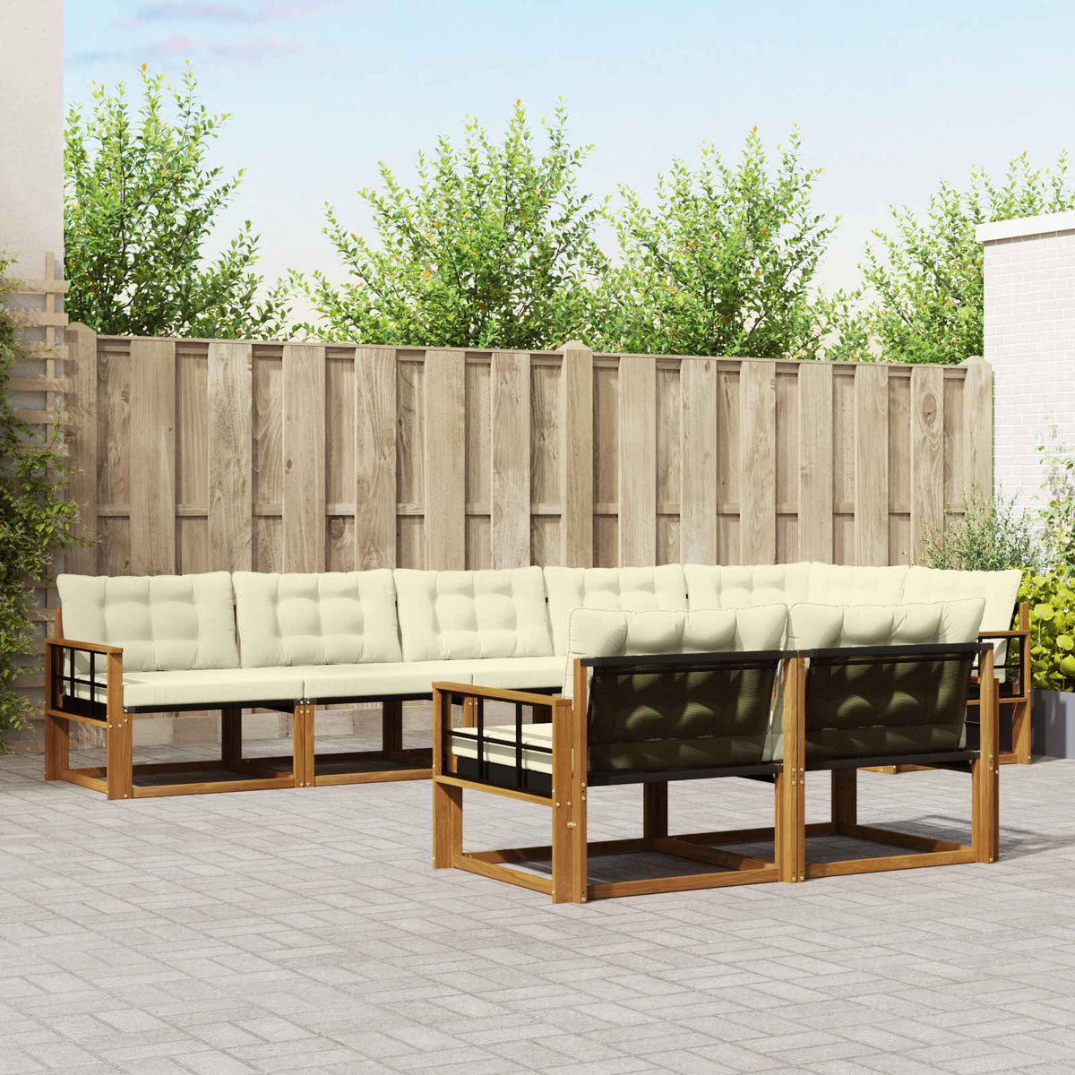 Outdoor-Sofagarnitur 8 stk. Natur und Creme