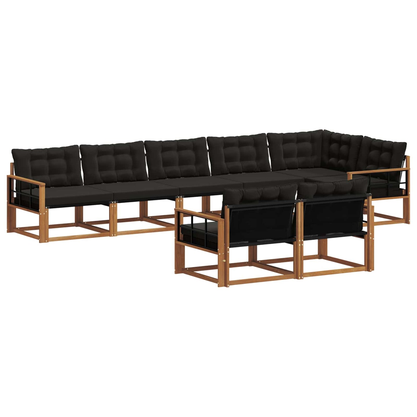Outdoor-Sofagarnitur mit Kissen 8 pcs Natürlich und Schwarz