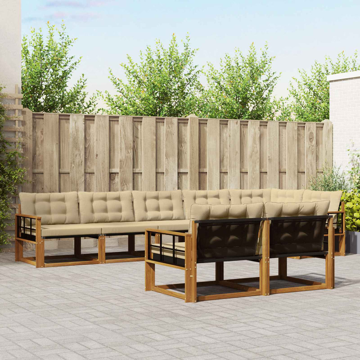 Outdoor-Sofagarnitur 8 stk. Natur und Beige