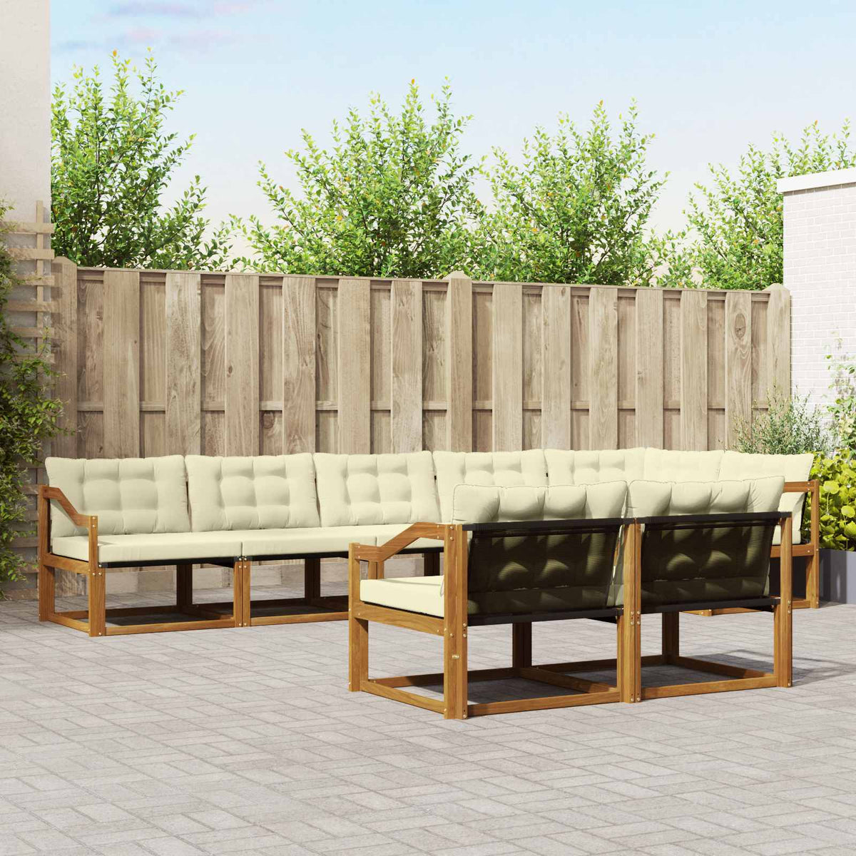 Outdoor-Sofagarnitur 8 stk. Natur und Creme